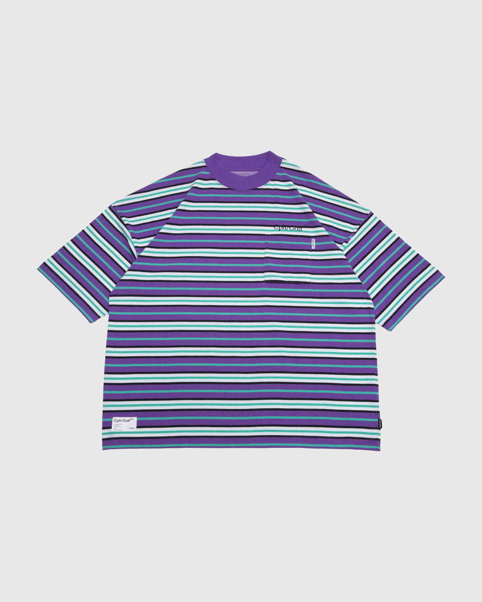SHELTECH® × Cph/Golf™️ #MULTI BORDER MOCK NECK S/S TEE - PURPLE