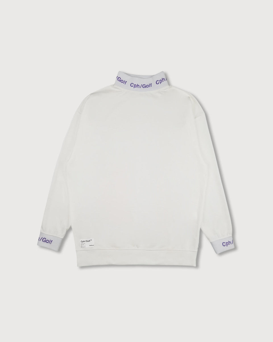 JACQUARD MOCK NECK LS TEE - WHITE - – Cph/Golf™︎