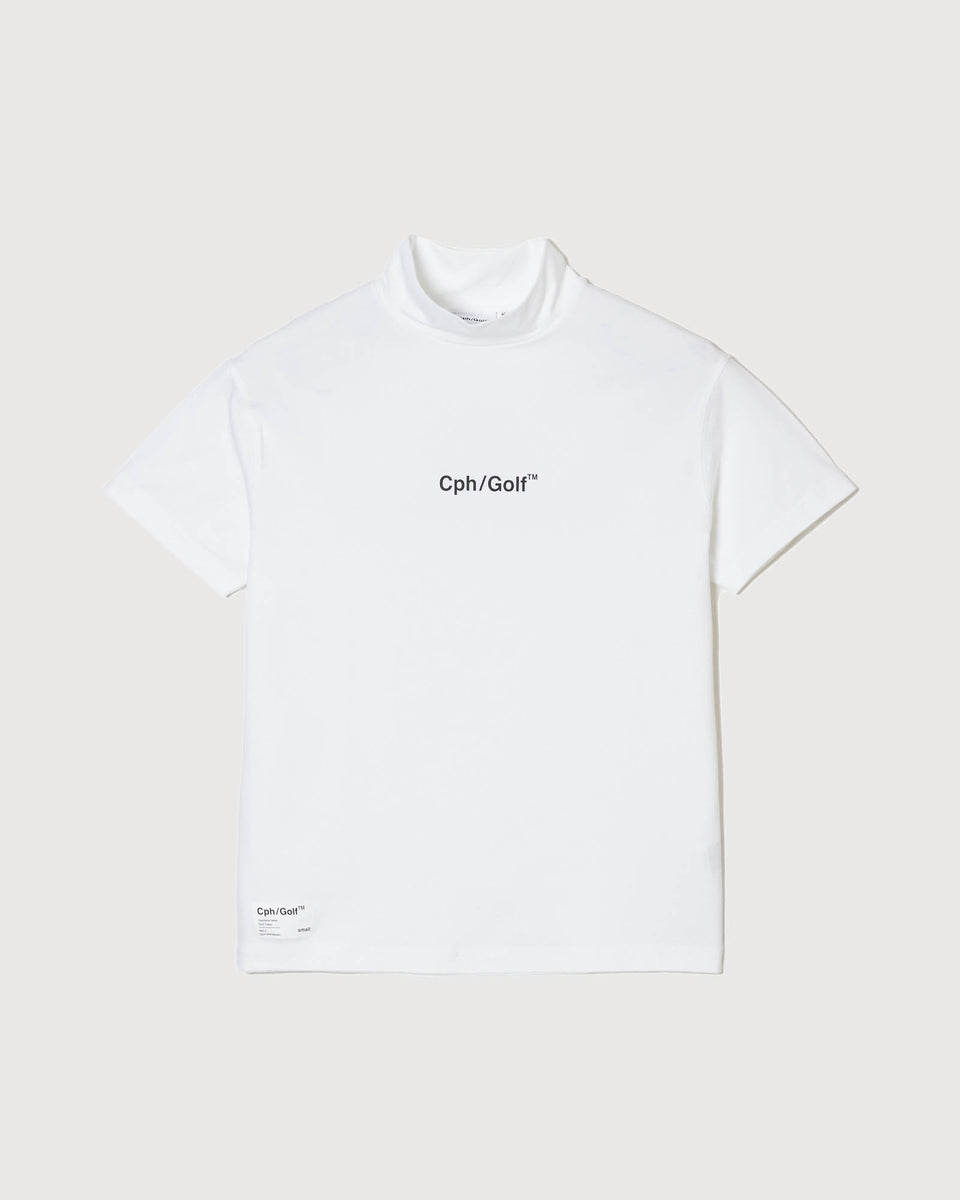 Cph/Golf™ モックネック Tシャツ XL 白 Cph/Golf™️ #JACQUARD LOGO MOCK NECK TEE - WHITE - – Cph/Golf™︎