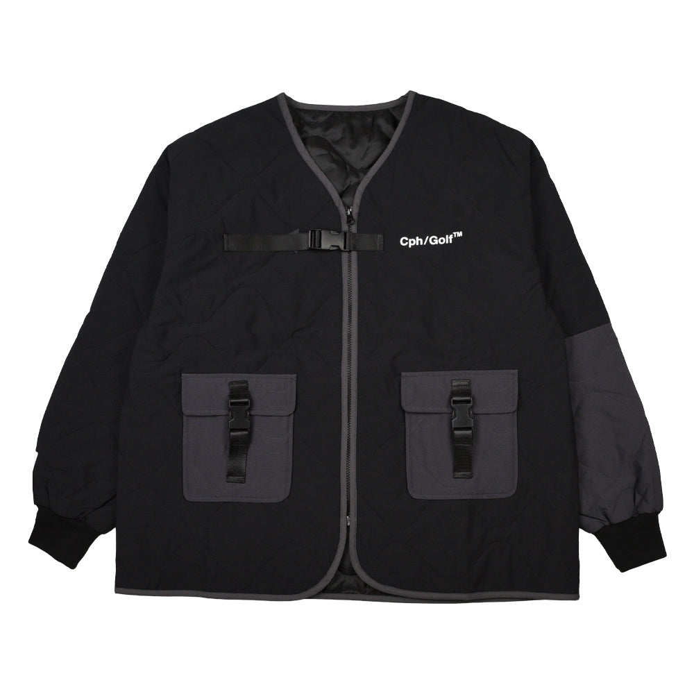 BICOLOR QUILTING NO COLLAR JACKET BLACK – Cph/Golf™︎