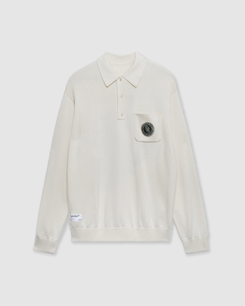 CLUB JACQUARD LS POLO - WHITE - – Cph/Golf™︎