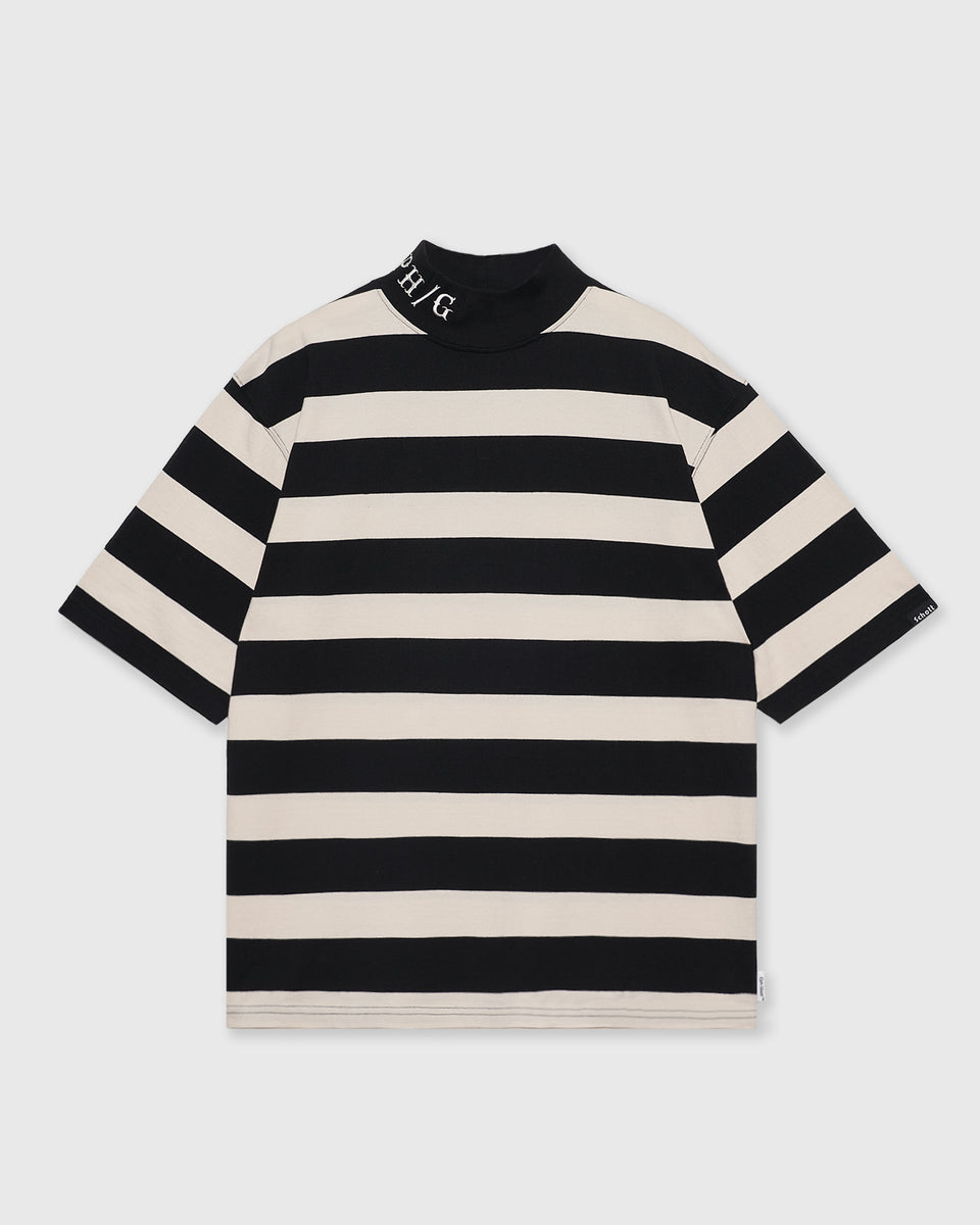 SCHOTT × CAPTAINS HELM GOLF #BORDER MOCK NECK TEE - BLACK x