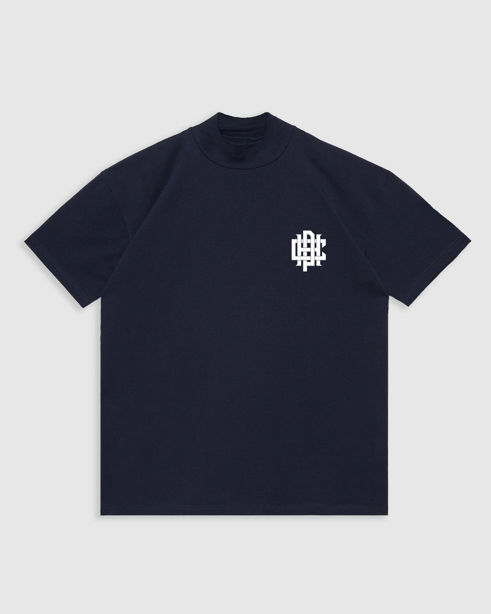 OVERLAP LOGO SUMMER MOCK NECK TEE - NAVY - – Cph/Golf™︎