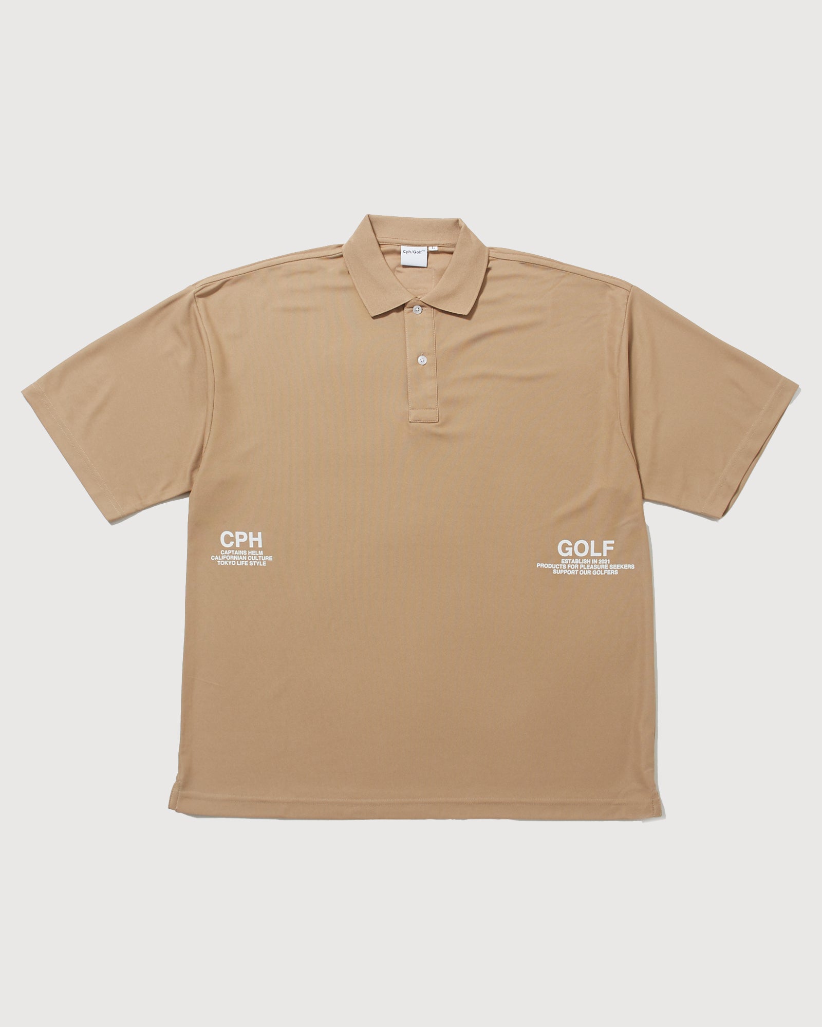 CPH LOGO BIG S/S POLO - BEIGE - – Cph/Golf™︎