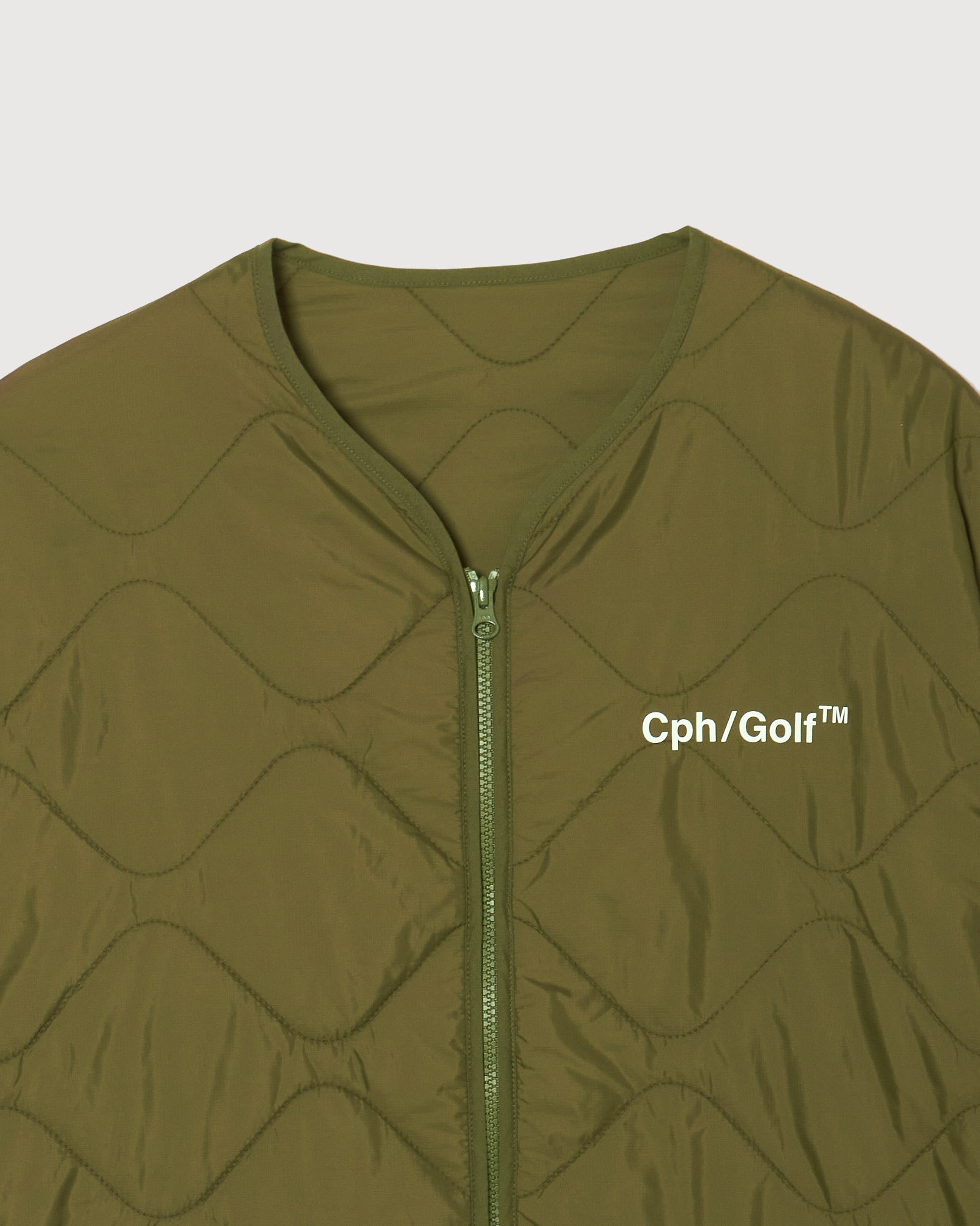 QUILTING NO-COLLAR JACKET - KHAKI - – Cph/Golf™︎