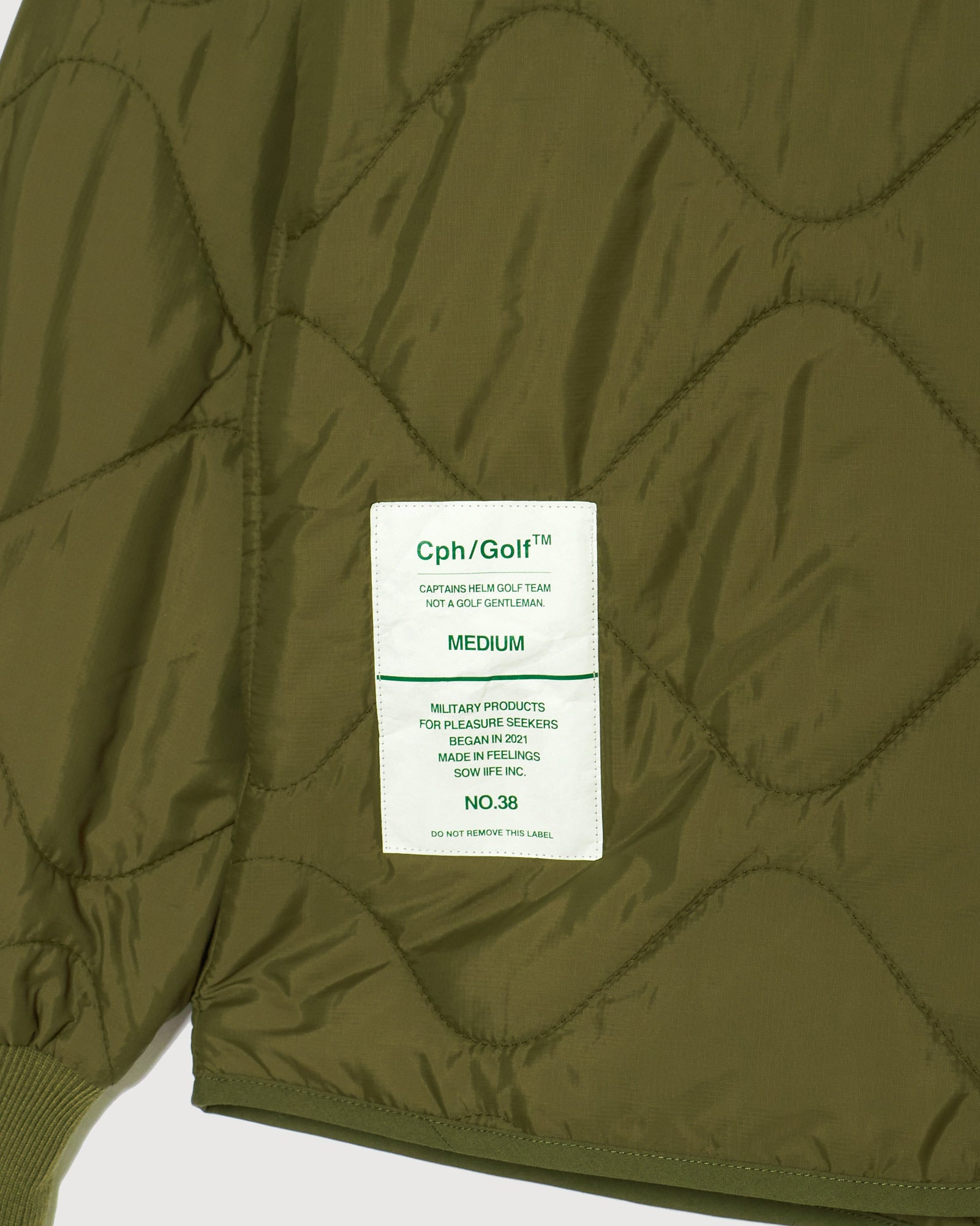 QUILTING NO-COLLAR JACKET - KHAKI - – Cph/Golf™︎