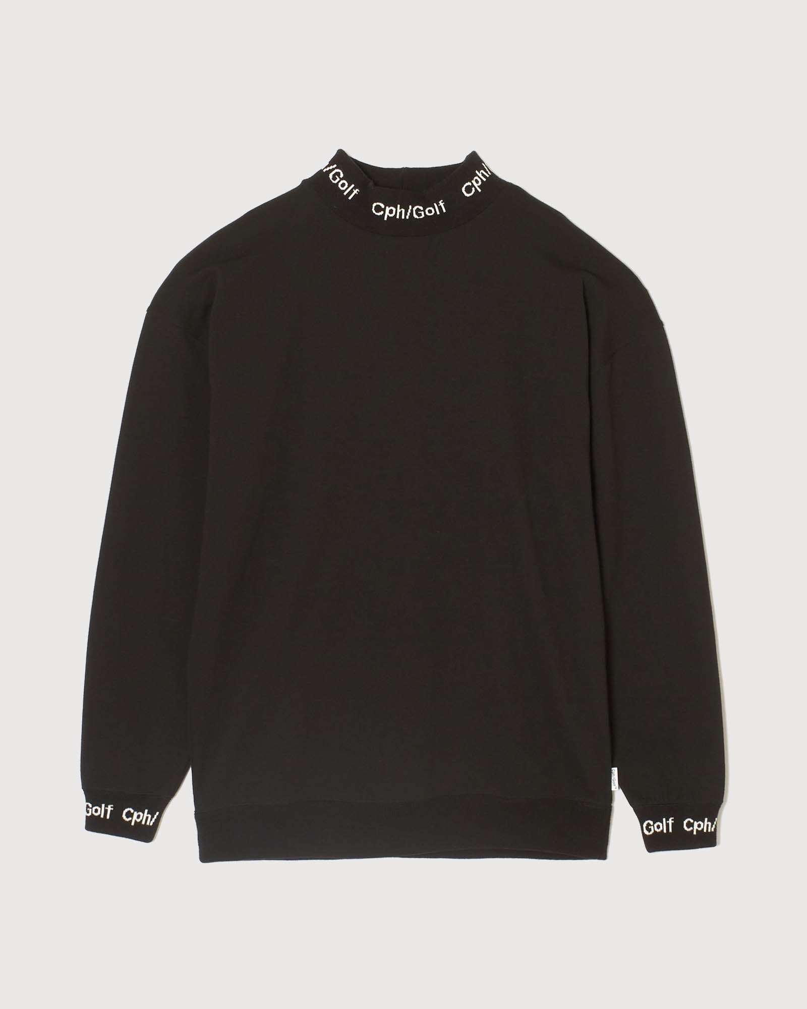 JACQUARD MOCK NECK LS TEE - BLACK - – Cph/Golf™︎