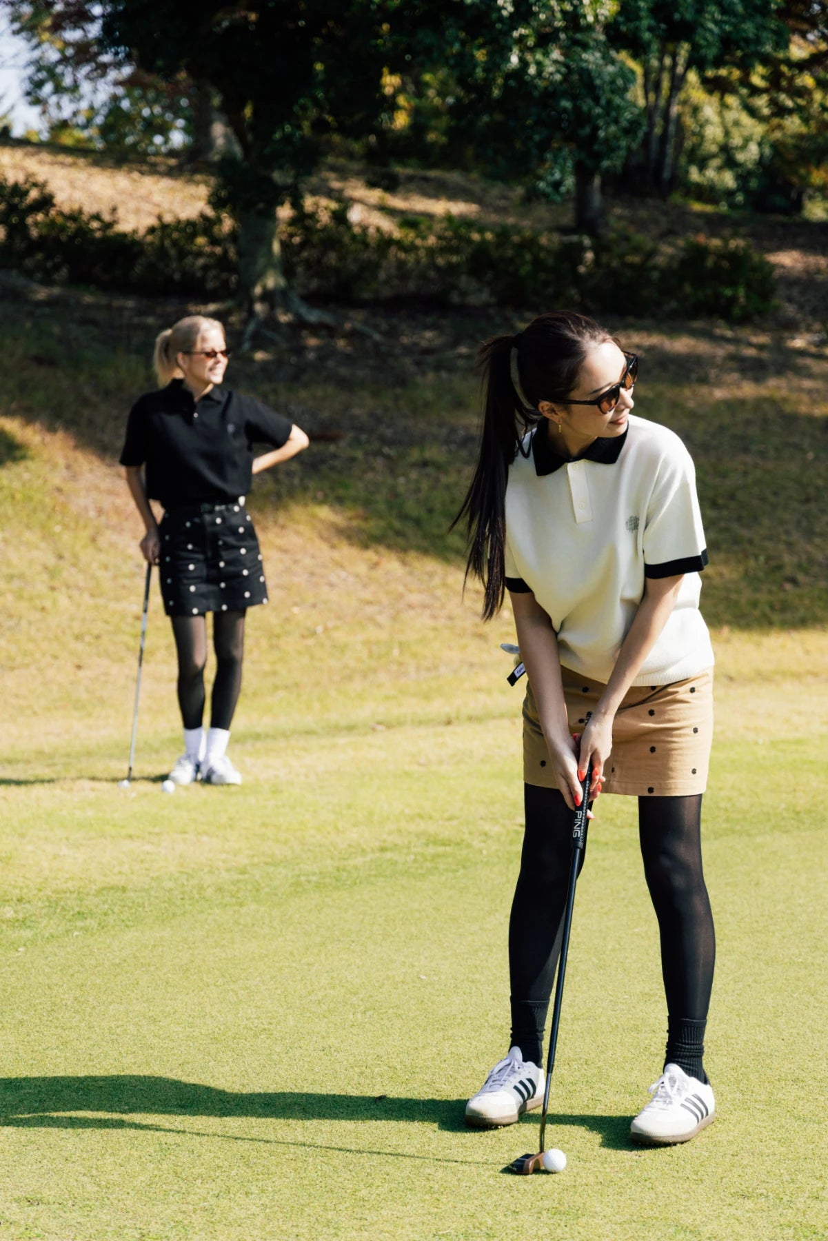 WOMEN]OVERLAP LOGO KNIT POLO WHITE – Cph/Golf™︎