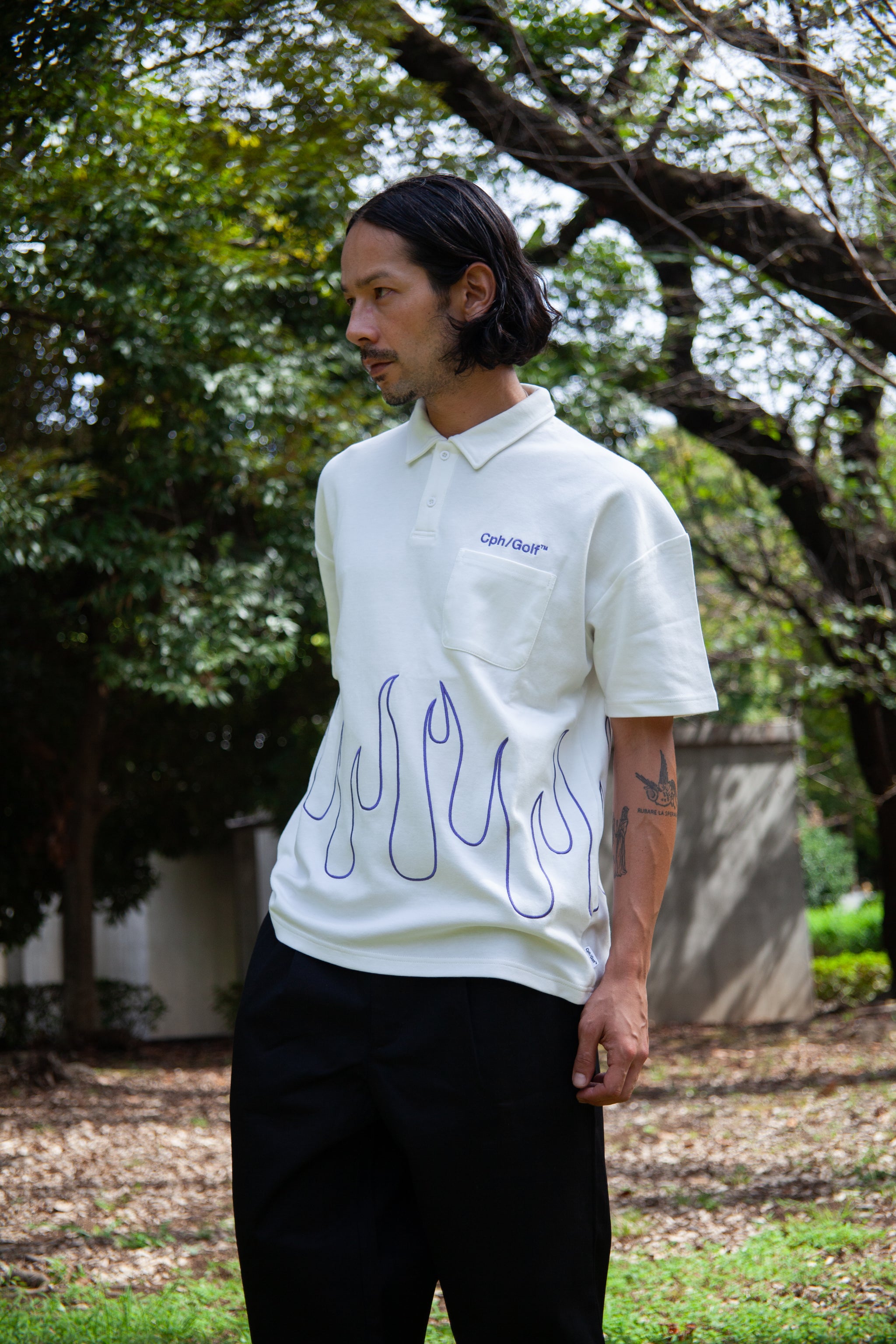cph/golf FIRE SS POLO ホワイト　Mサイズ　新作 FIRE SS POLO WHITE – Cph/Golf™︎