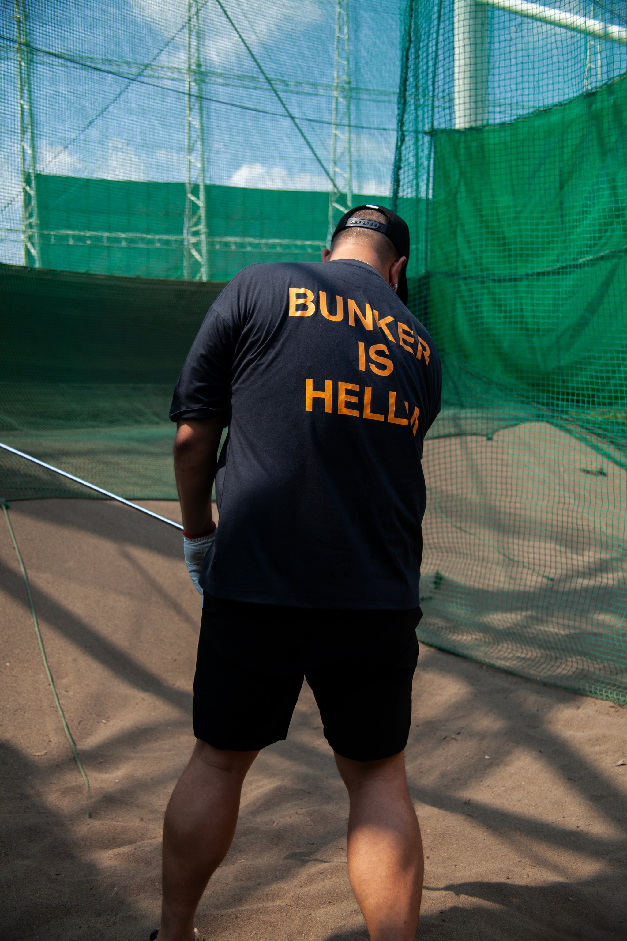 SHELTECH × Cph Golf #BUNKER IS HELLM MOCK NECK TEE BLACK