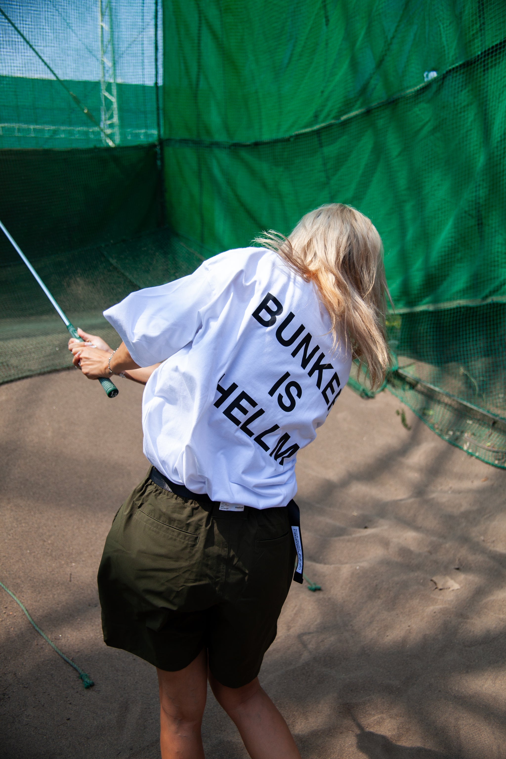 SHELTECH × Cph Golf #BUNKER IS HELLM MOCK NECK TEE WHITE