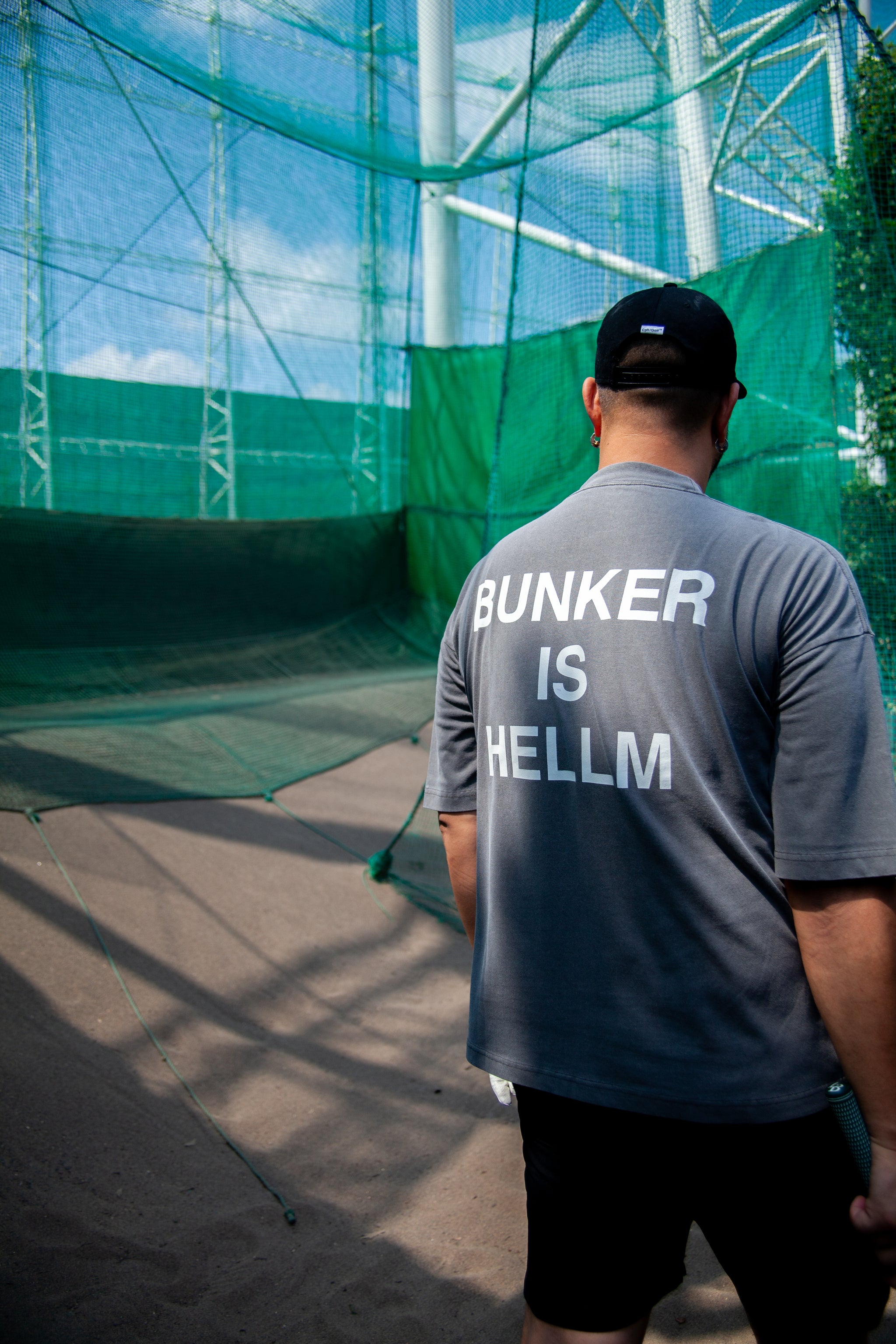 SHELTECH × Cph Golf #BUNKER IS HELLM MOCK NECK TEE C.GRAY