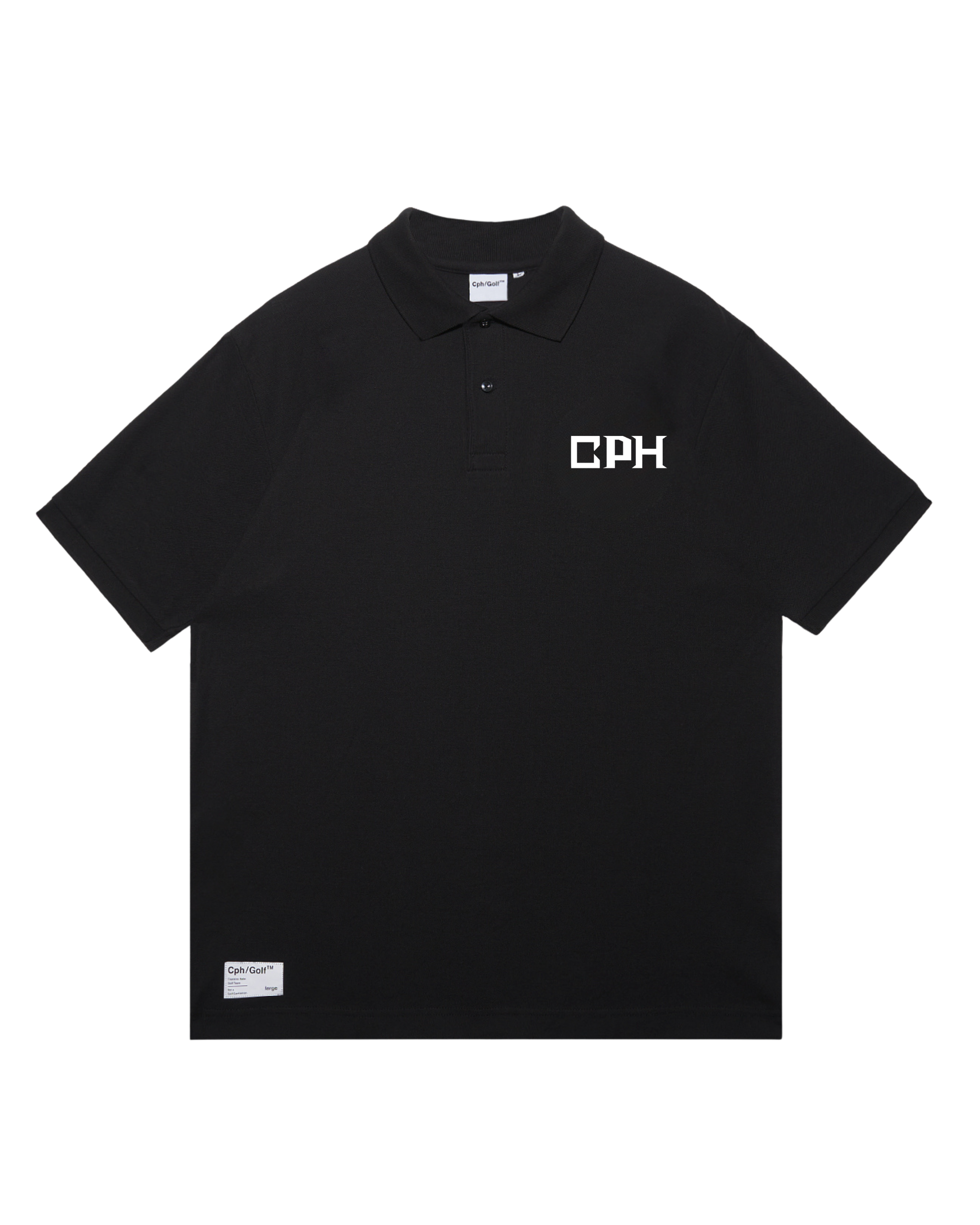 AS20V Cph/Golf™ ポロシャツ 黒 AS2OV × Cph/Golf™ #OVERSIZED S/S POLO - BLACK - – Cph/Golf™︎
