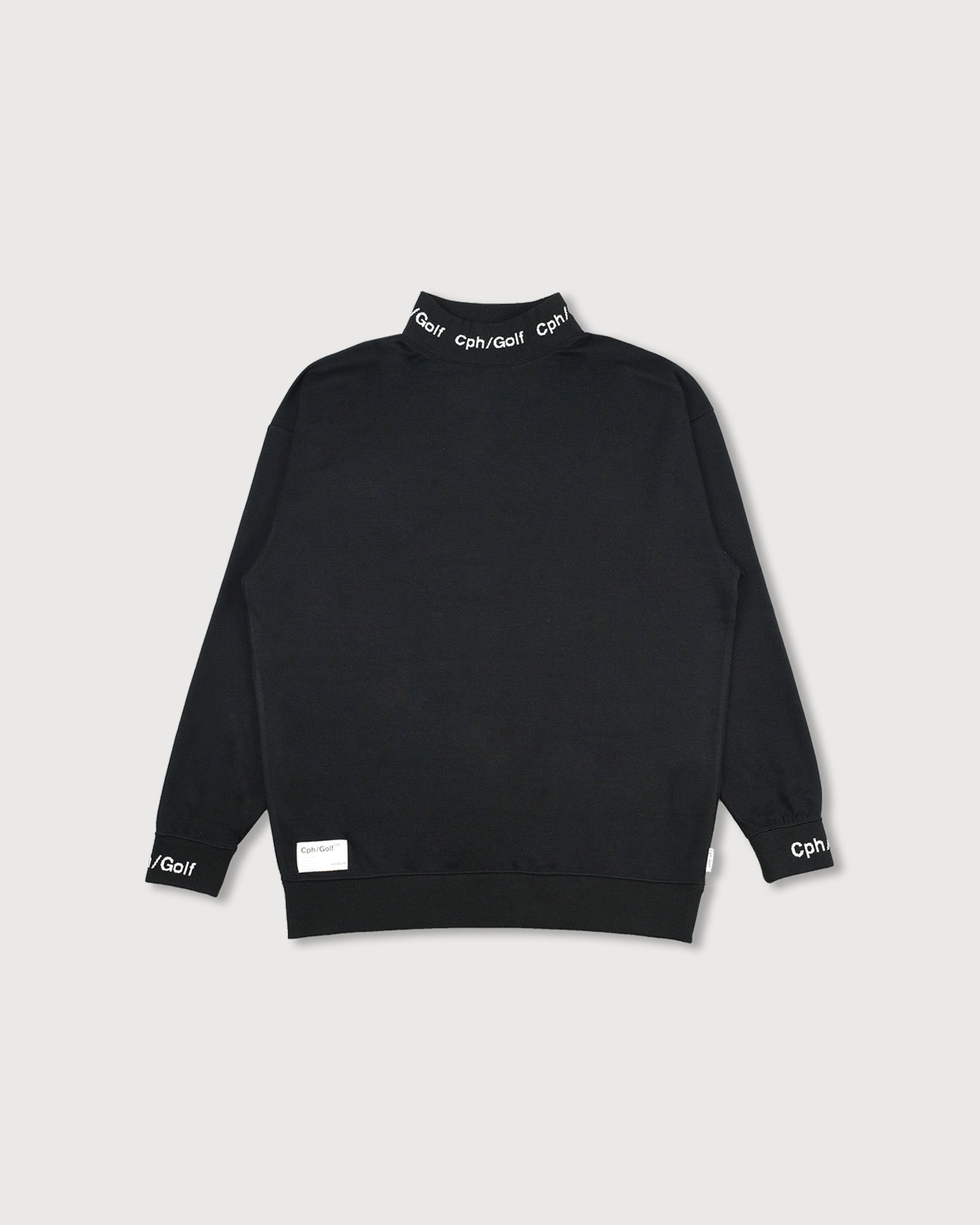 JACQUARD MOCK NECK LS TEE - BLACK - – Cph/Golf™︎