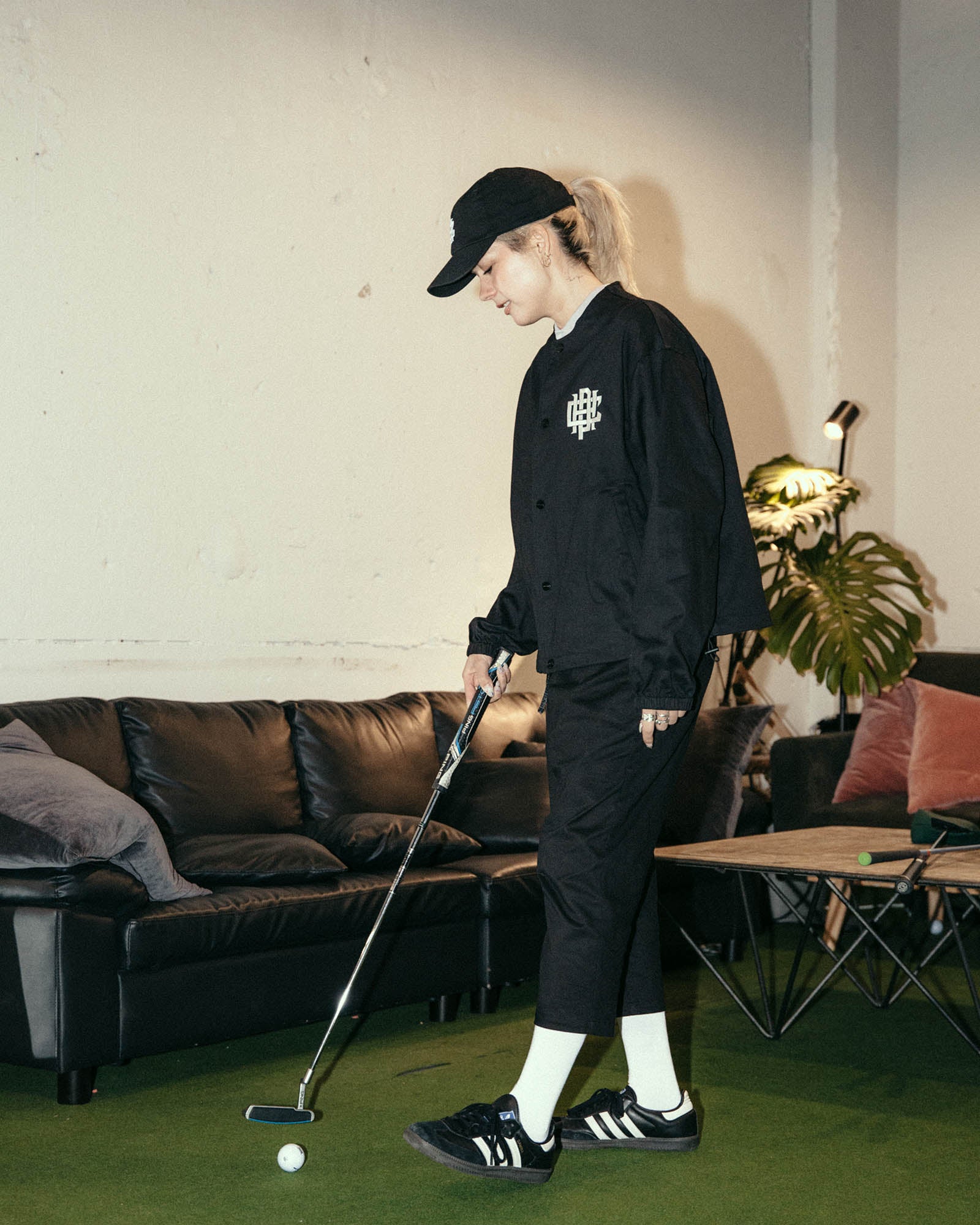 WOMENS】#ADJUSTABLE CROPPED CHINO PANTS - BLACK - – Cph/Golf™︎