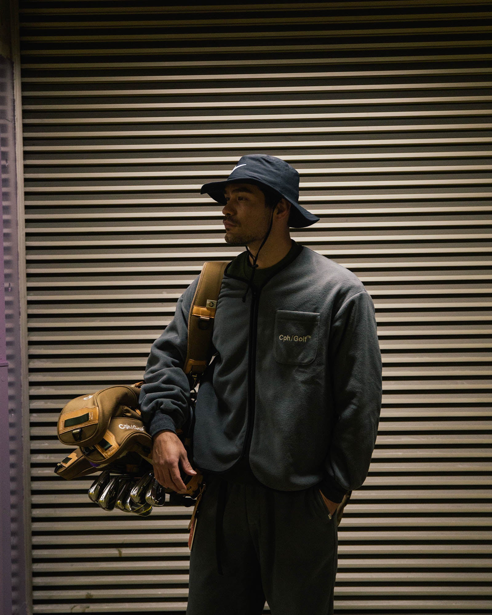 MICRO FLEECE NO COLLAR JACKET - KHAKI - – Cph/Golf™︎