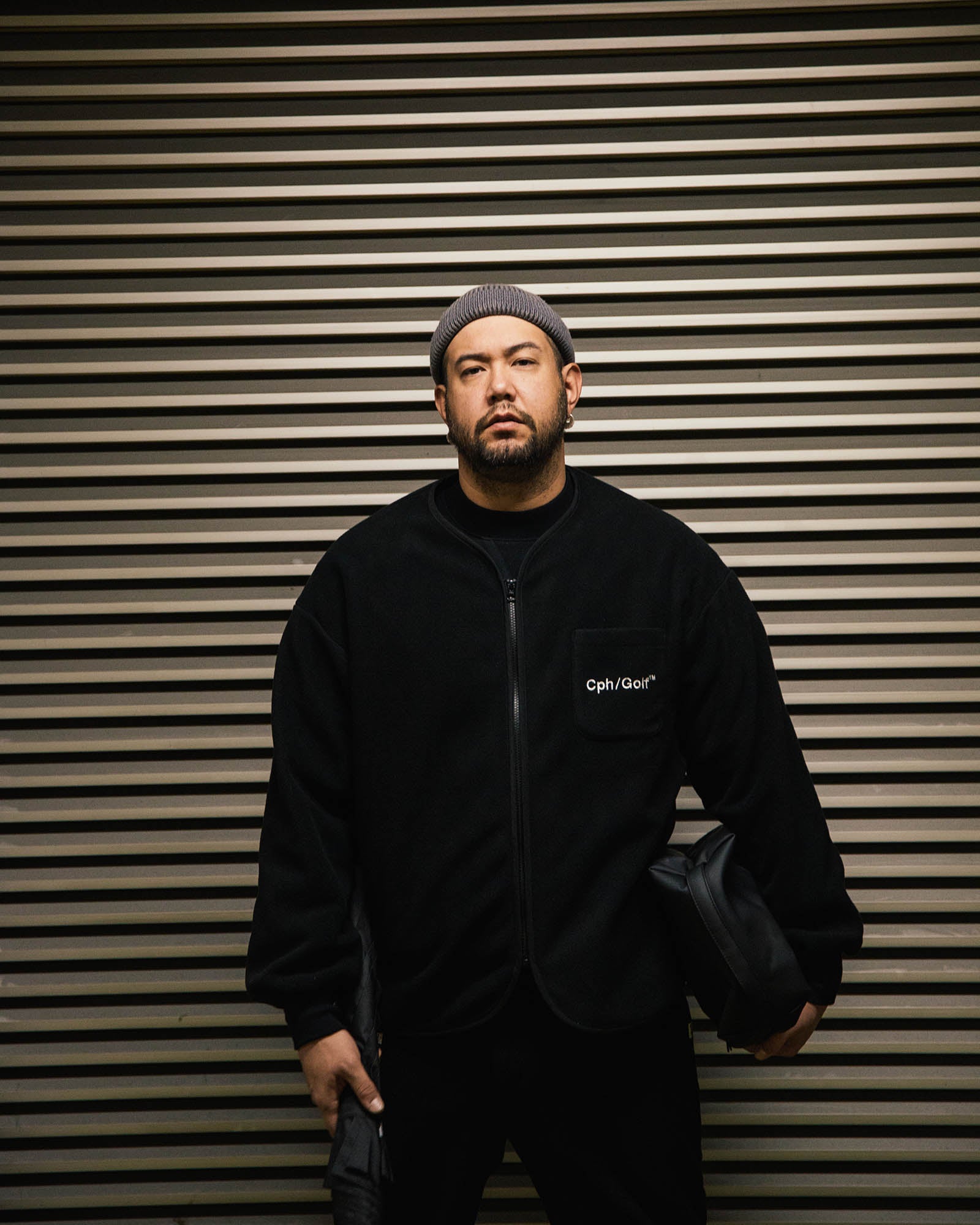 Cph/Golf フリースジャケット medium 黒 MICRO FLEECE NO COLLAR JACKET - BLACK - – Cph/Golf™︎