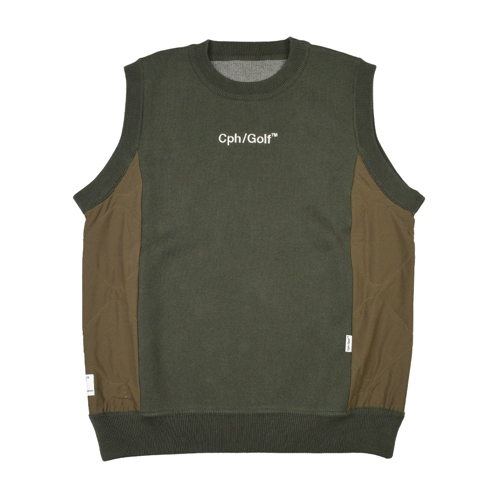 SIDE QUILT KNIT VEST KHAKI – Cph/Golf™︎