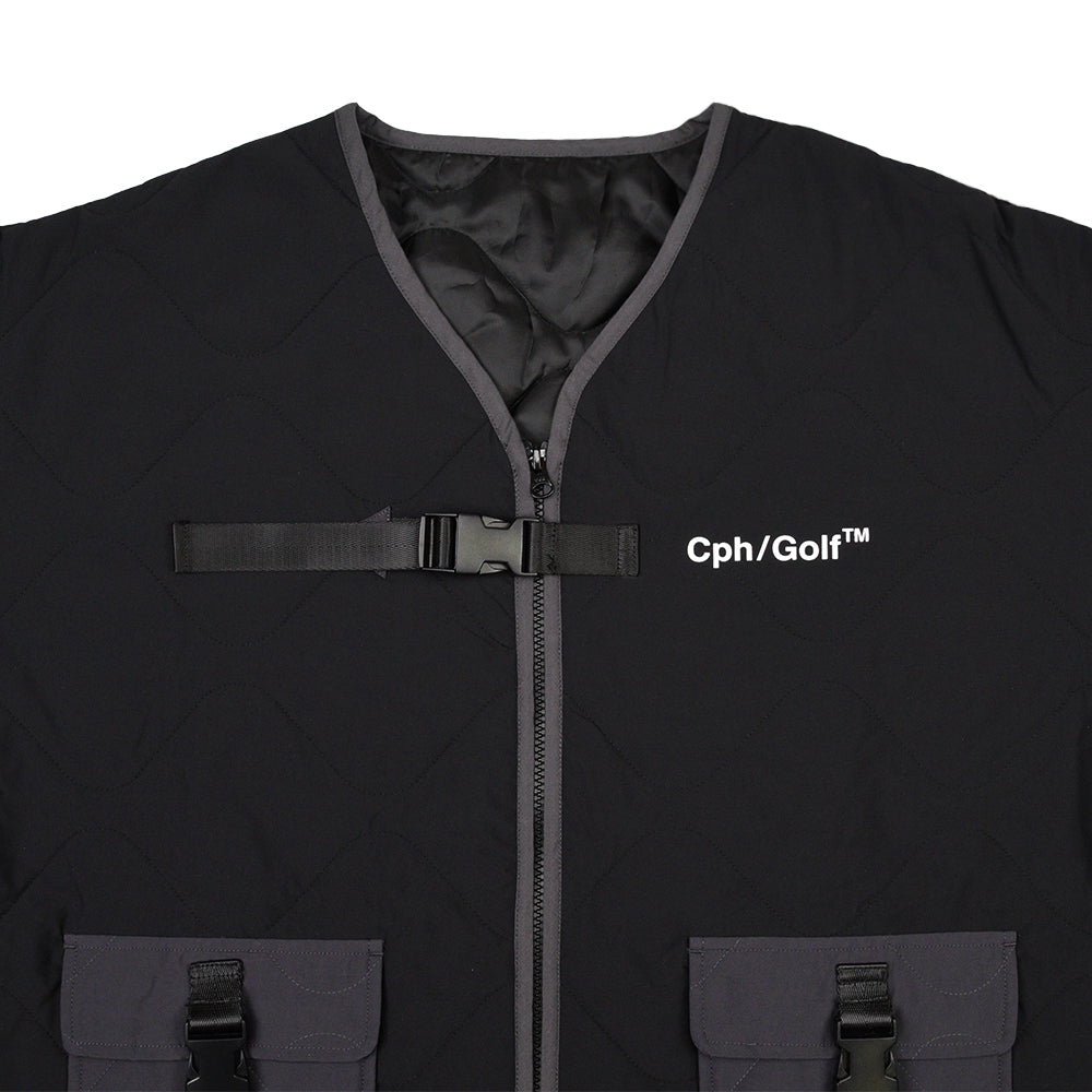 BICOLOR QUILTING NO COLLAR JACKET BLACK – Cph/Golf™︎