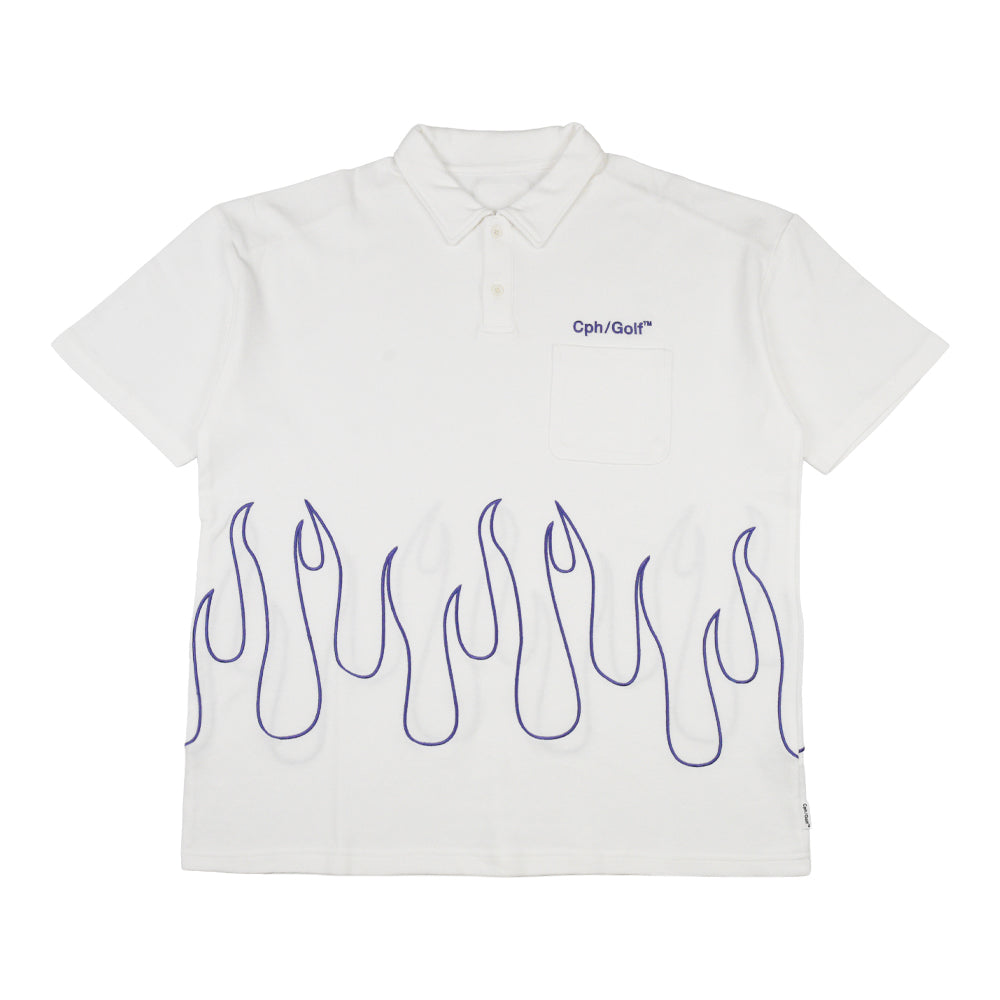 cph/golf FIRE SS POLO ホワイト　Mサイズ　新作 FIRE SS POLO WHITE – Cph/Golf™︎