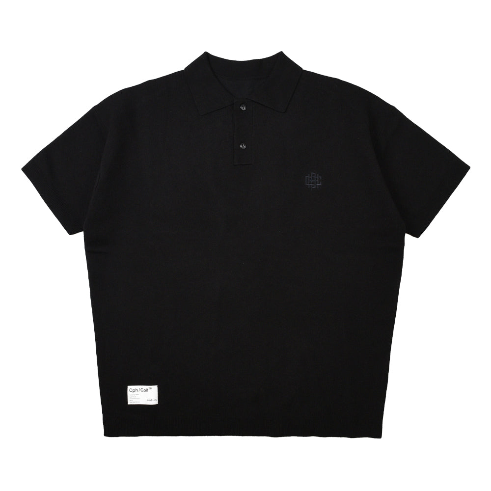 WOMEN]OVERLAP LOGO KNIT POLO BLACK – Cph/Golf™︎