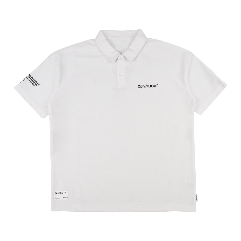 Cph/Golf×RUFFLOG VERTICAL LOGO SS POLO WHITE – Cph/Golf™︎