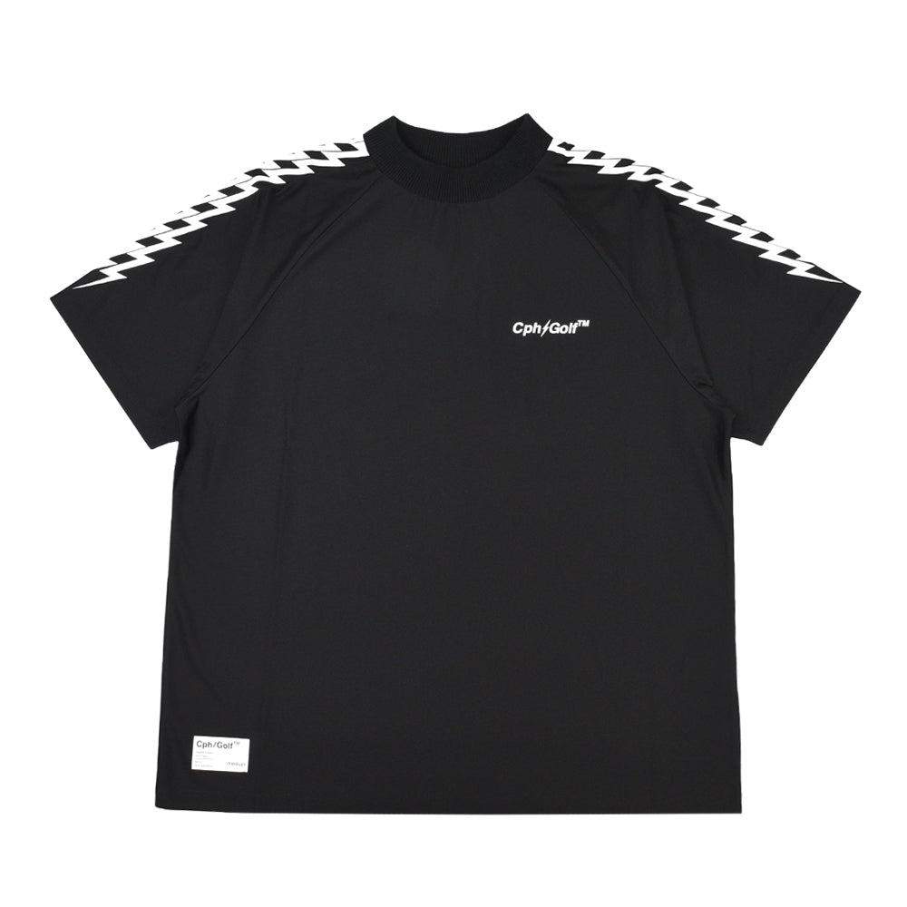 CPH/GOLF ウーマン サンダー ストライプ モック ネック ティー S THUNDER STRIPES MOCK NECK TEE BLACK – Cph/Golf™︎