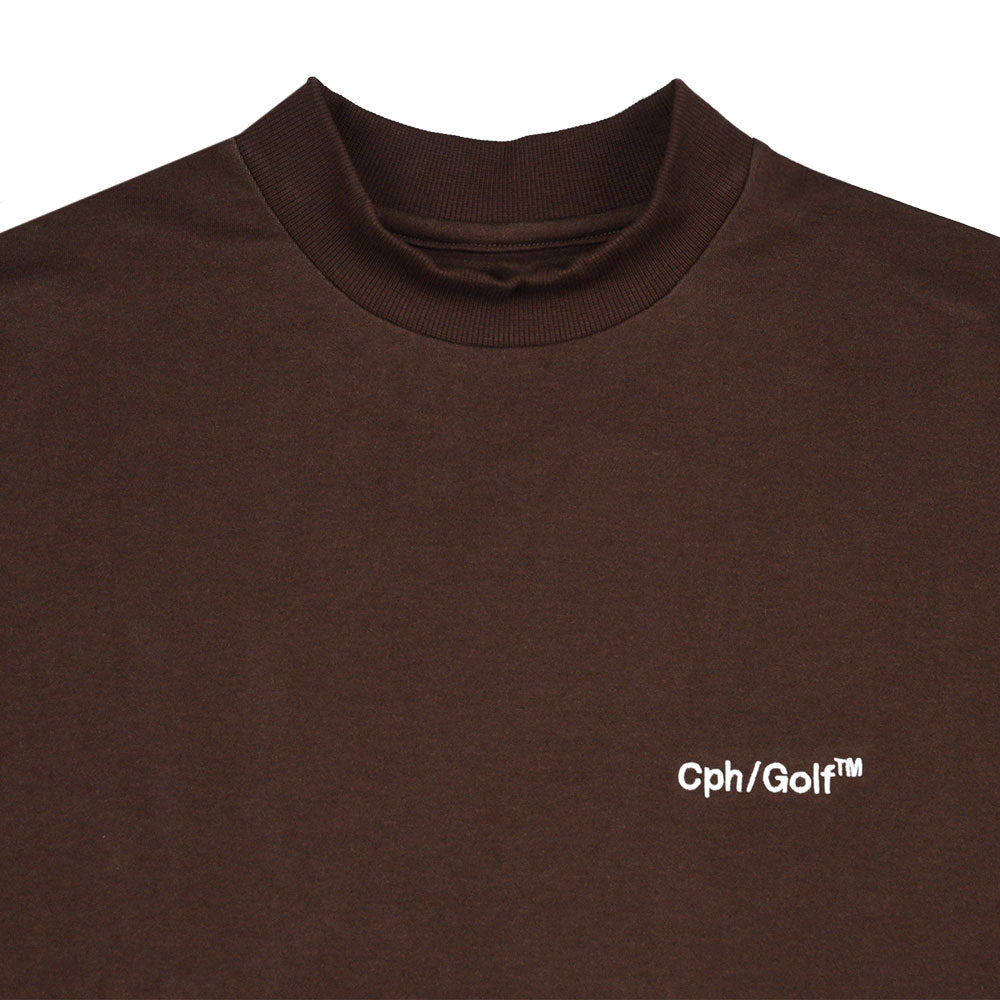 Cph/Golf™ LOGO HALF MOCK NECK TEE BROWN – Cph/Golf™︎
