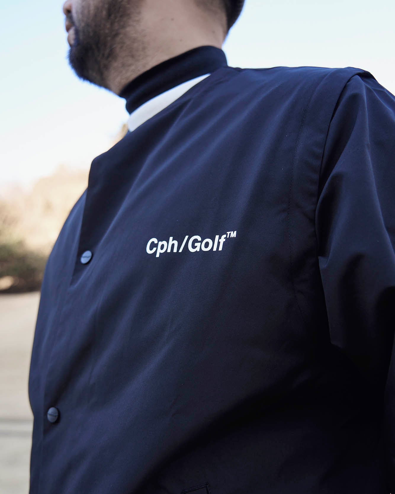 AS2OV × Cph/Golf™ #DETACHABLE VEST NO COLLAR JACKET - BLACK
