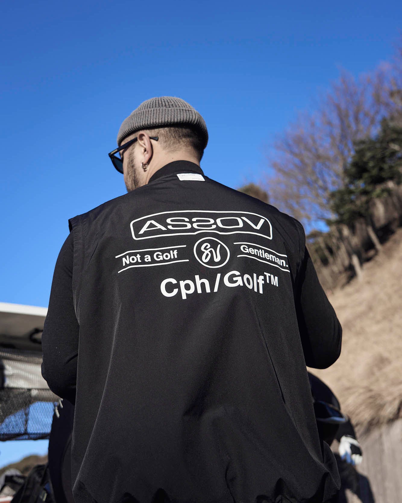 AS2OV × Cph/Golf™ #DETACHABLE VEST NO COLLAR JACKET - BLACK