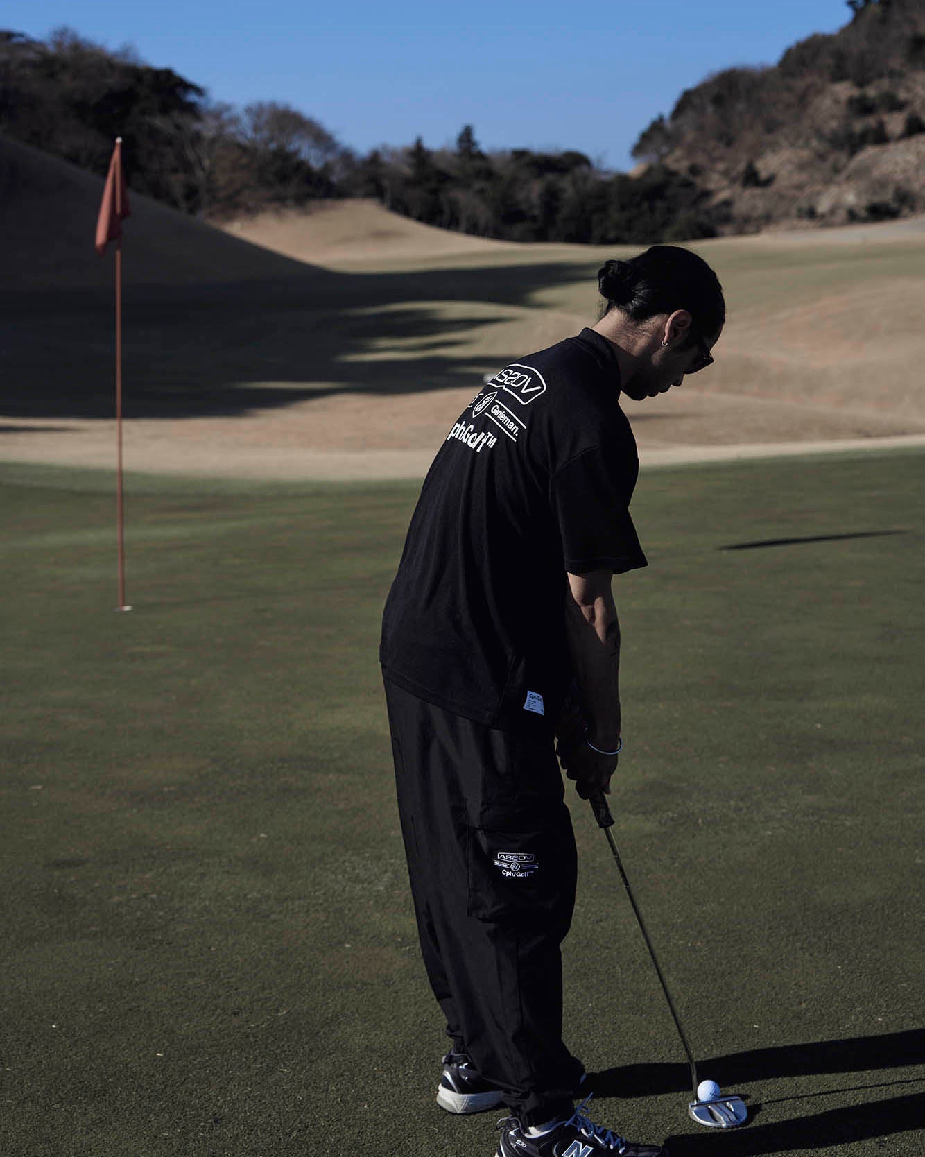 AS2OV x Cph/Golf™ ブラックプルオーバー AS2OV × Cph/Golf™ #OVERSIZED S/S POLO - BLACK - – Cph/Golf™︎