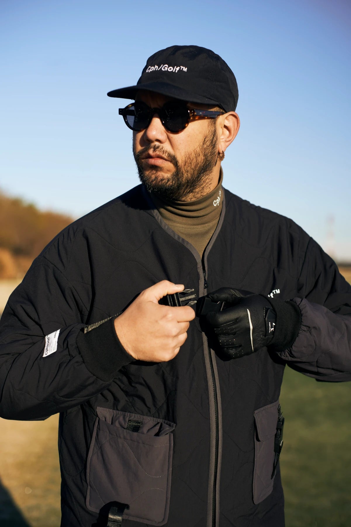 BICOLOR QUILTING NO COLLAR JACKET BLACK – Cph/Golf™︎