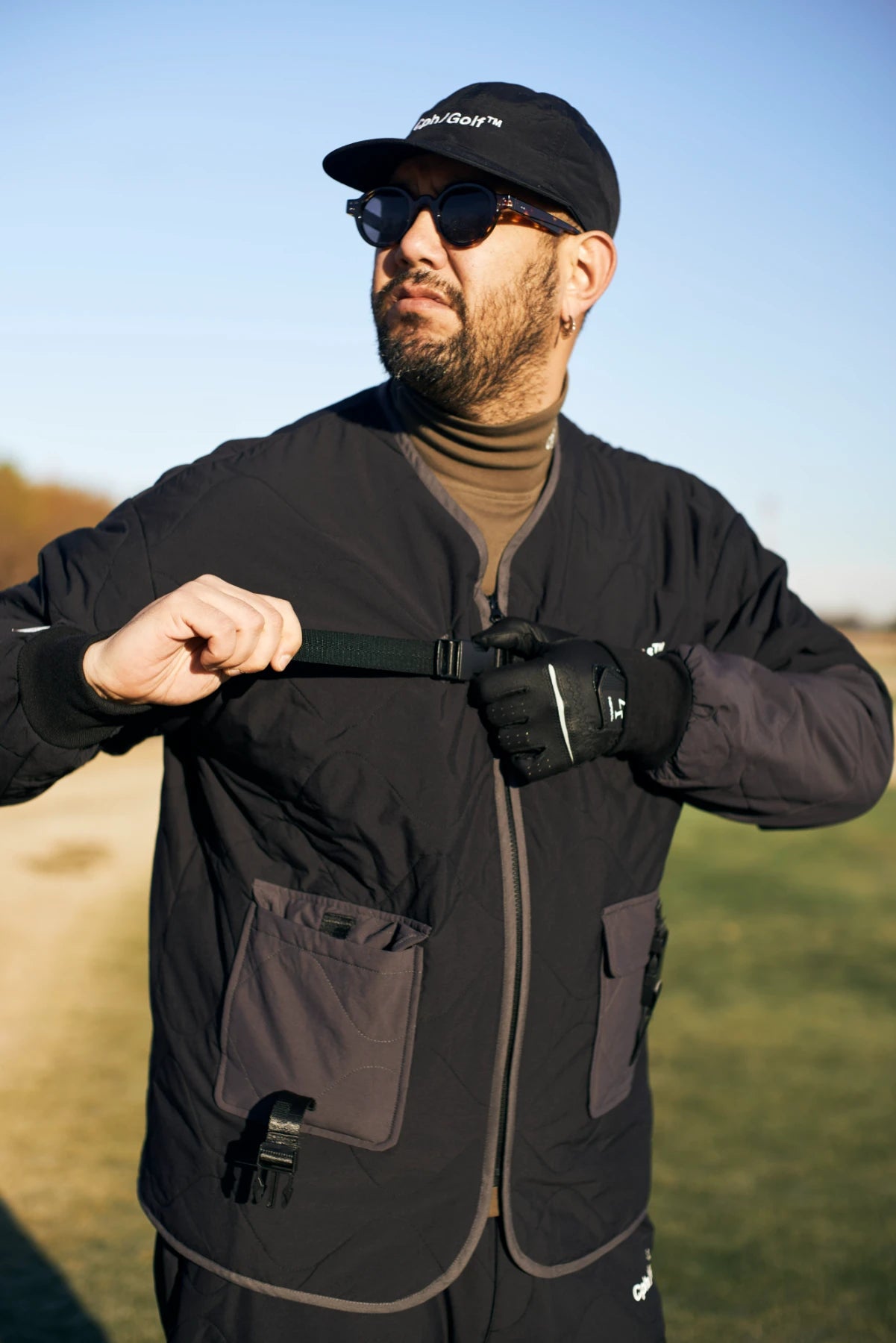 BICOLOR QUILTING NO COLLAR JACKET BLACK – Cph/Golf™︎