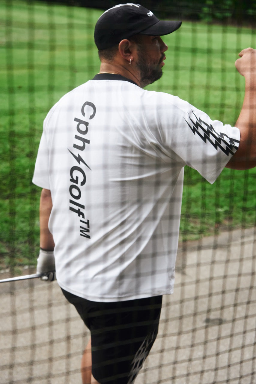 THUNDER STRIPES HENRY NECK POLO WHITE – Cph/Golf™︎