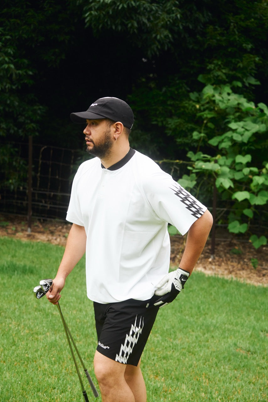 THUNDER STRIPES HENRY NECK POLO WHITE – Cph/Golf™︎