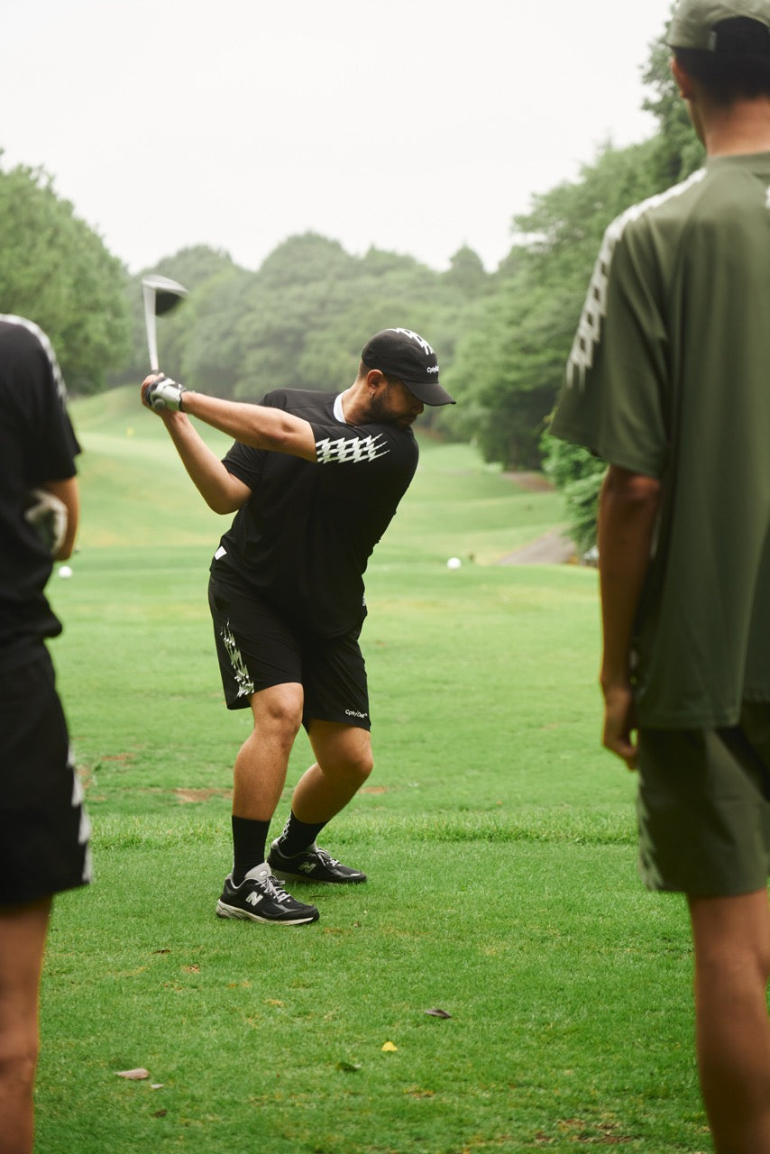 THUNDER STRIPES HENRY NECK POLO BLACK – Cph/Golf™︎