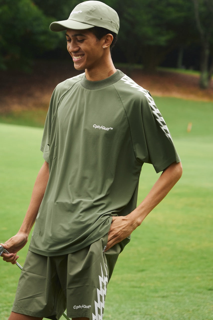 THUNDER STRIPES MOCK NECK TEE KHAKI – Cph/Golf™︎