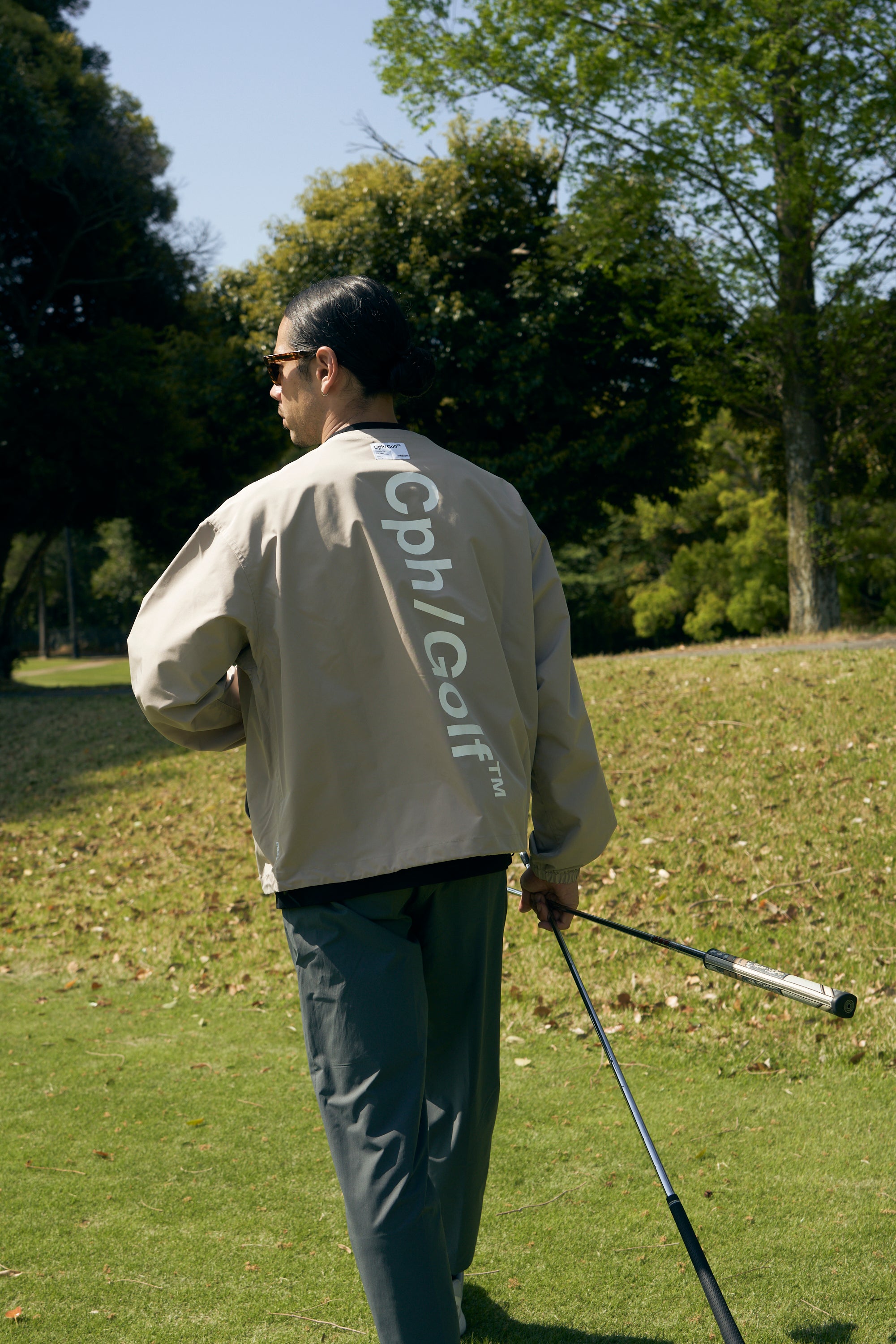 Cph/Golf™ LOGO NO COLLAR JACKET BEIGE – Cph/Golf™︎