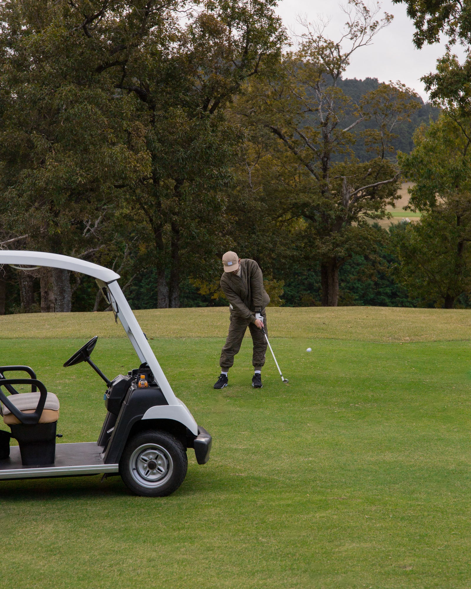 QUILTING NO-COLLAR JACKET - KHAKI - – Cph/Golf™︎