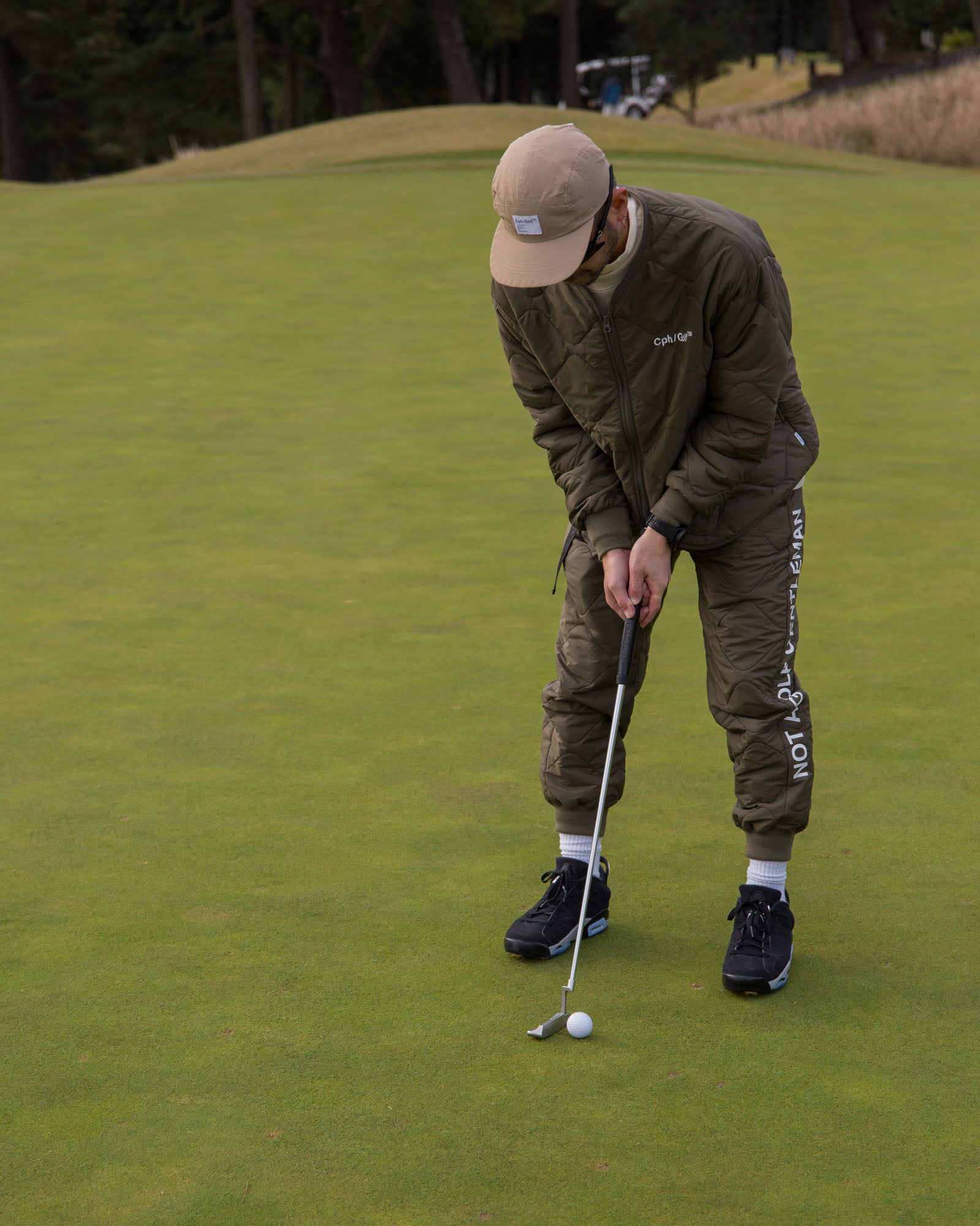 QUILTING NO-COLLAR JACKET - KHAKI - – Cph/Golf™︎