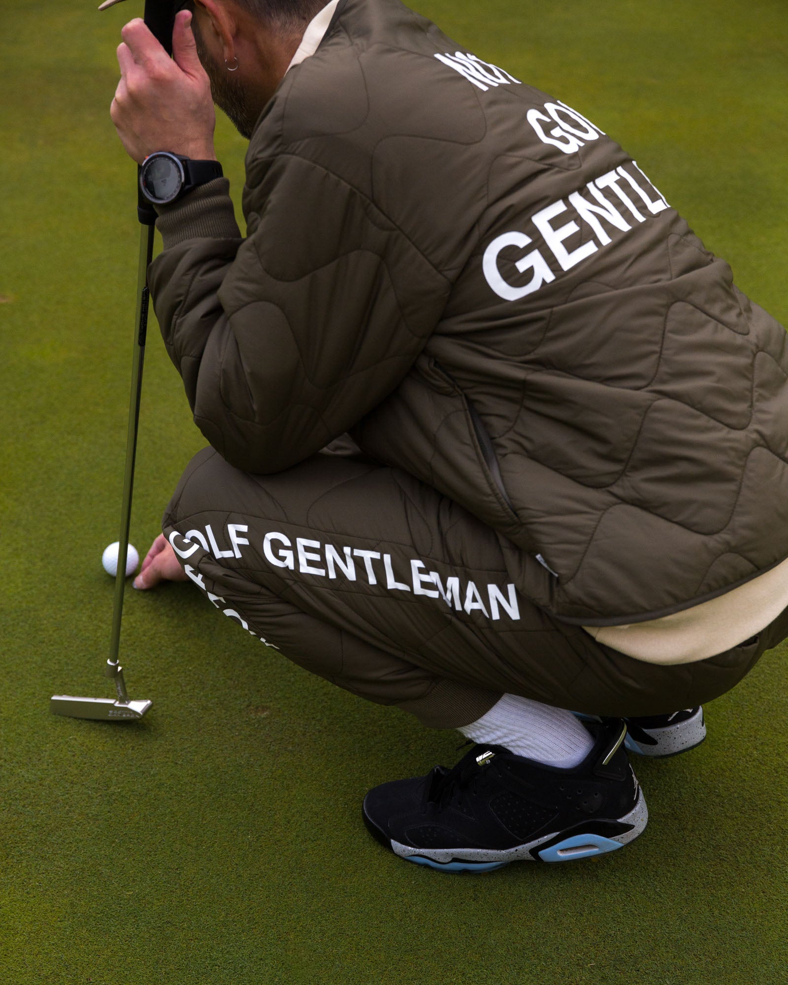 QUILTING NO-COLLAR JACKET - KHAKI - – Cph/Golf™︎