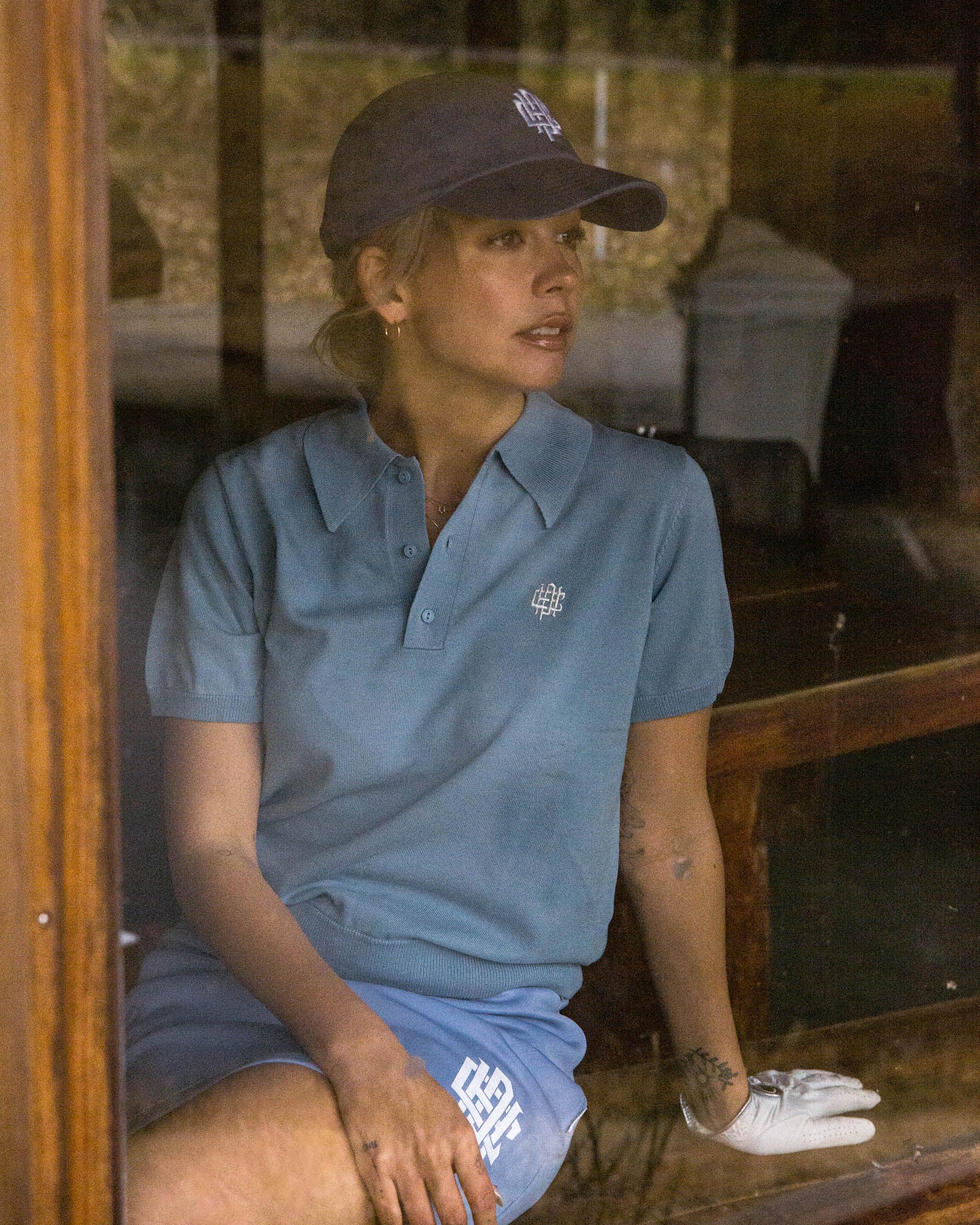 WOMENS】#OVERLAP LOGO JAQUARD KNIT POLO - BLACK - – Cph/Golf™︎
