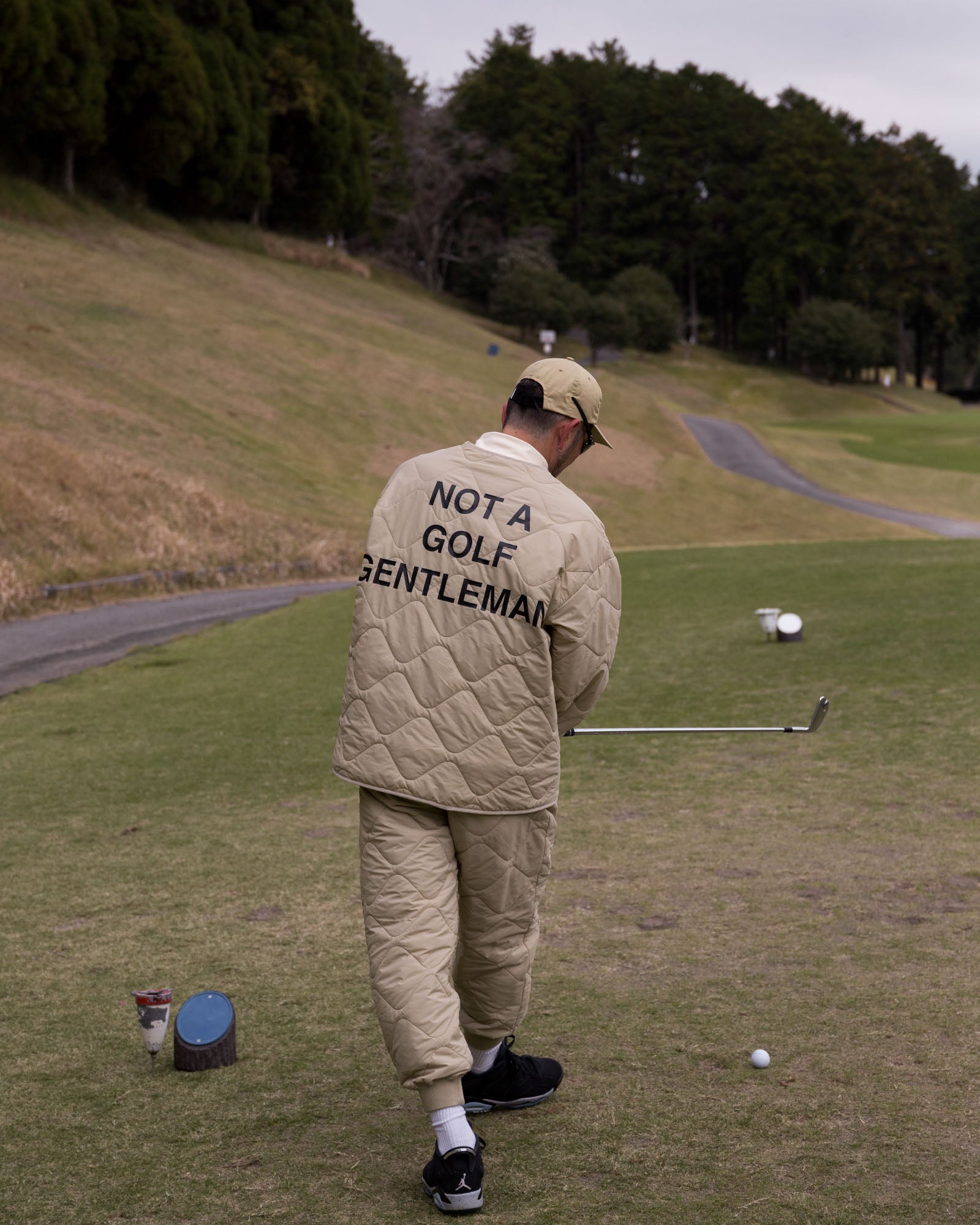 QUILTING NO-COLLAR JACKET - BEIGE - – Cph/Golf™︎