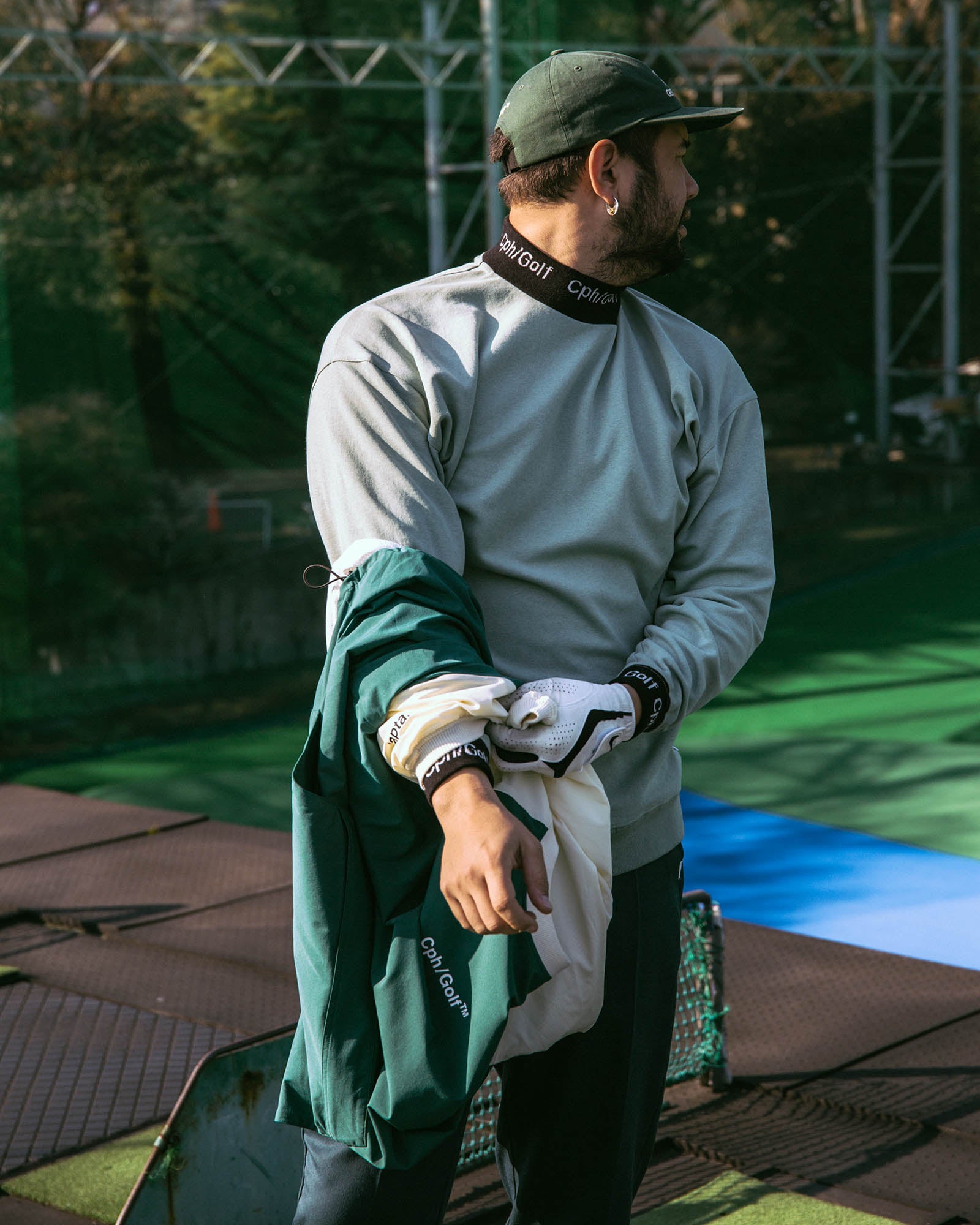 JACQUARD MOCK NECK LS TEE - BLACK - – Cph/Golf™︎