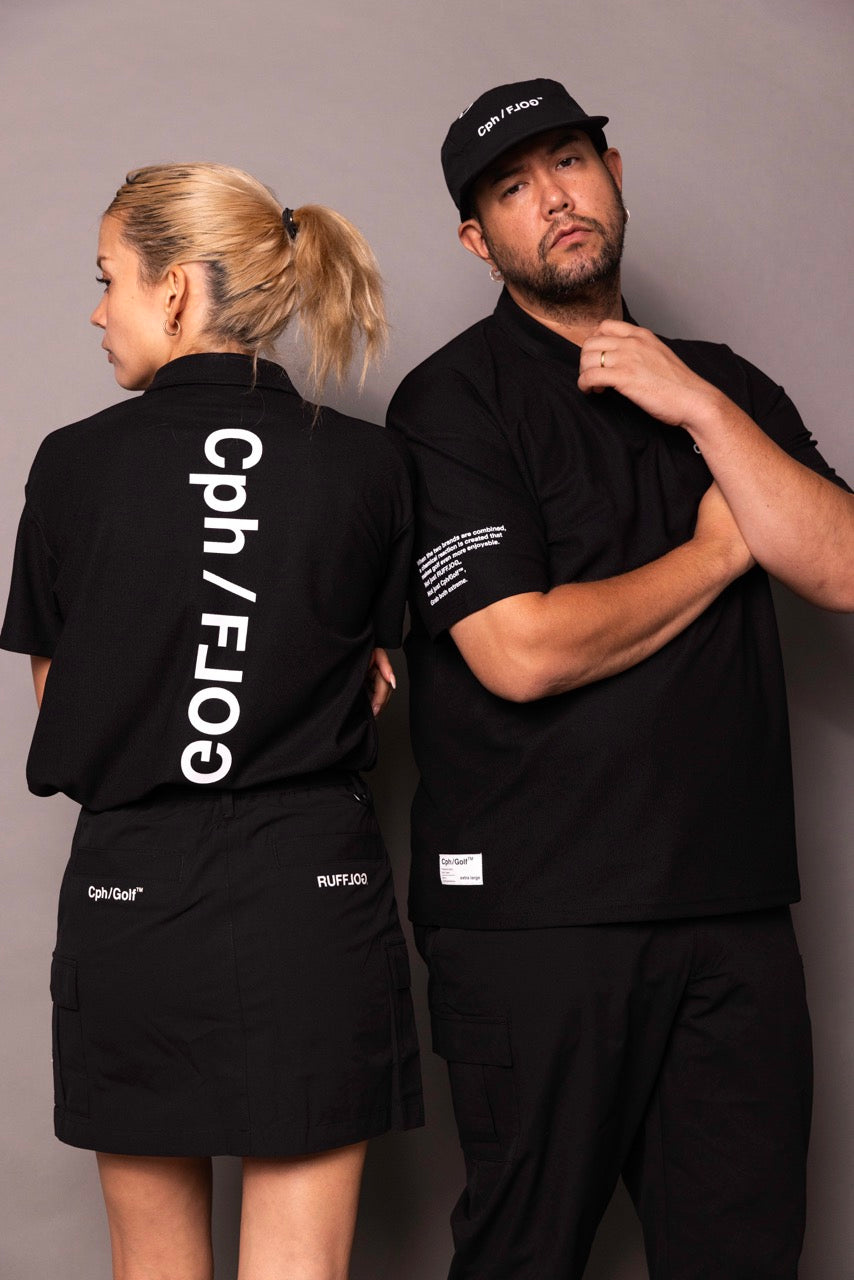 Cph/Golf×RUFFLOG VERTICAL LOGO SS POLO BLACK – Cph/Golf™︎
