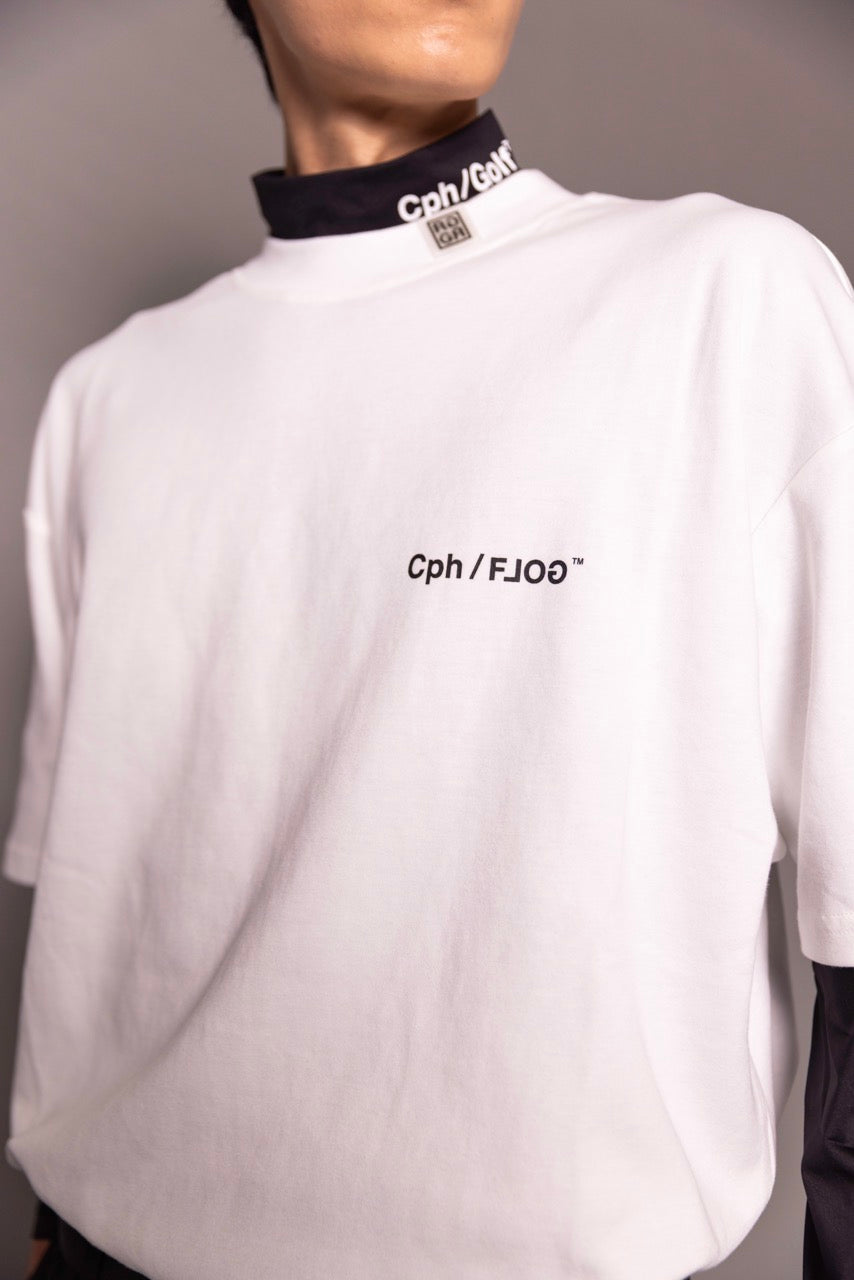 Cph/Golf×RUFFLOG SS MOCK NECK TEE WHITE Cph/Golf×RUFFLOG SS MOCK NECK TEE WHITE – Cph/Golf™︎