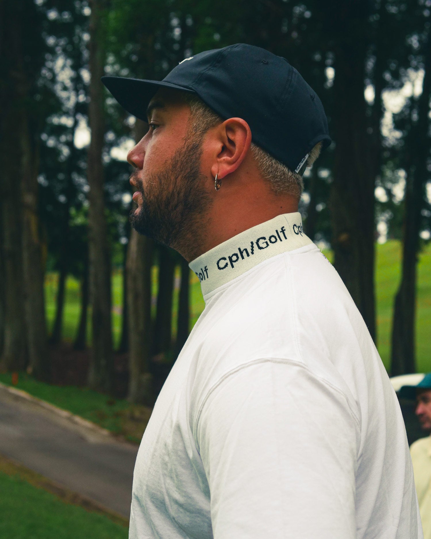 Cph/Golf™️ #JACQUARD LOGO MOCK NECK TEE - WHITE - – Cph/Golf™︎