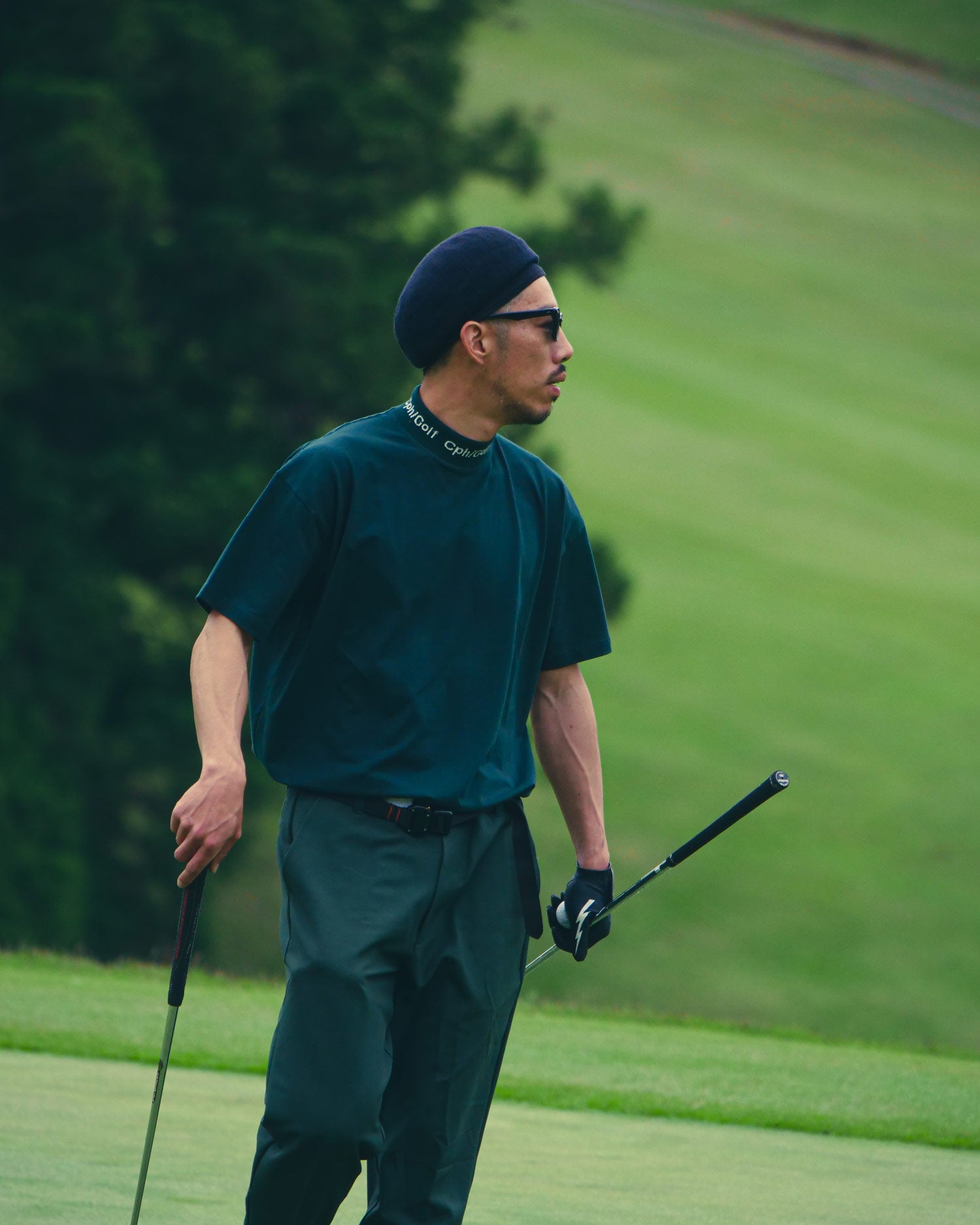 Cph/Golf™️ #JACQUARD LOGO MOCK NECK TEE - GREEN - – Cph/Golf™︎