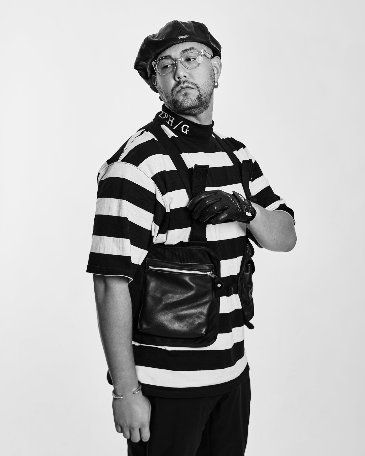 SCHOTT × CAPTAINS HELM GOLF #BORDER MOCK NECK TEE - BLACK x