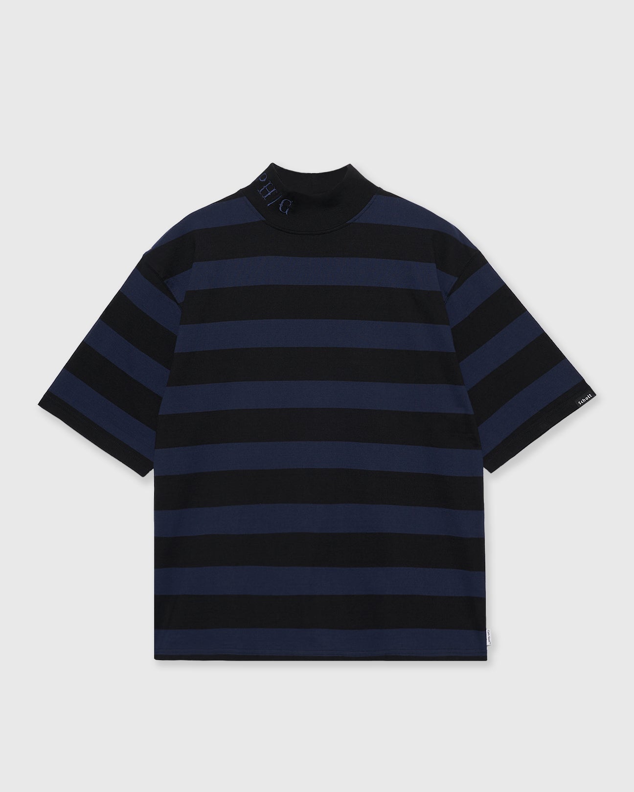 メンズウェア Captains Helm Golf MOCK NECK TEE M SCHOTT × CAPTAINS HELM GOLF #BORDER MOCK NECK TEE - BLACK x